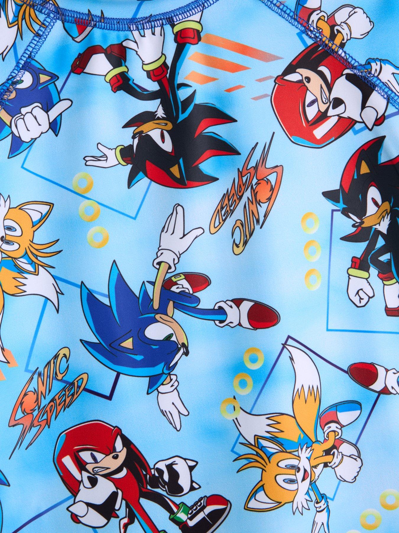 Image 3 of 4 of The Very Collection Sonic Rash Vest And Swim Short Set - Blue