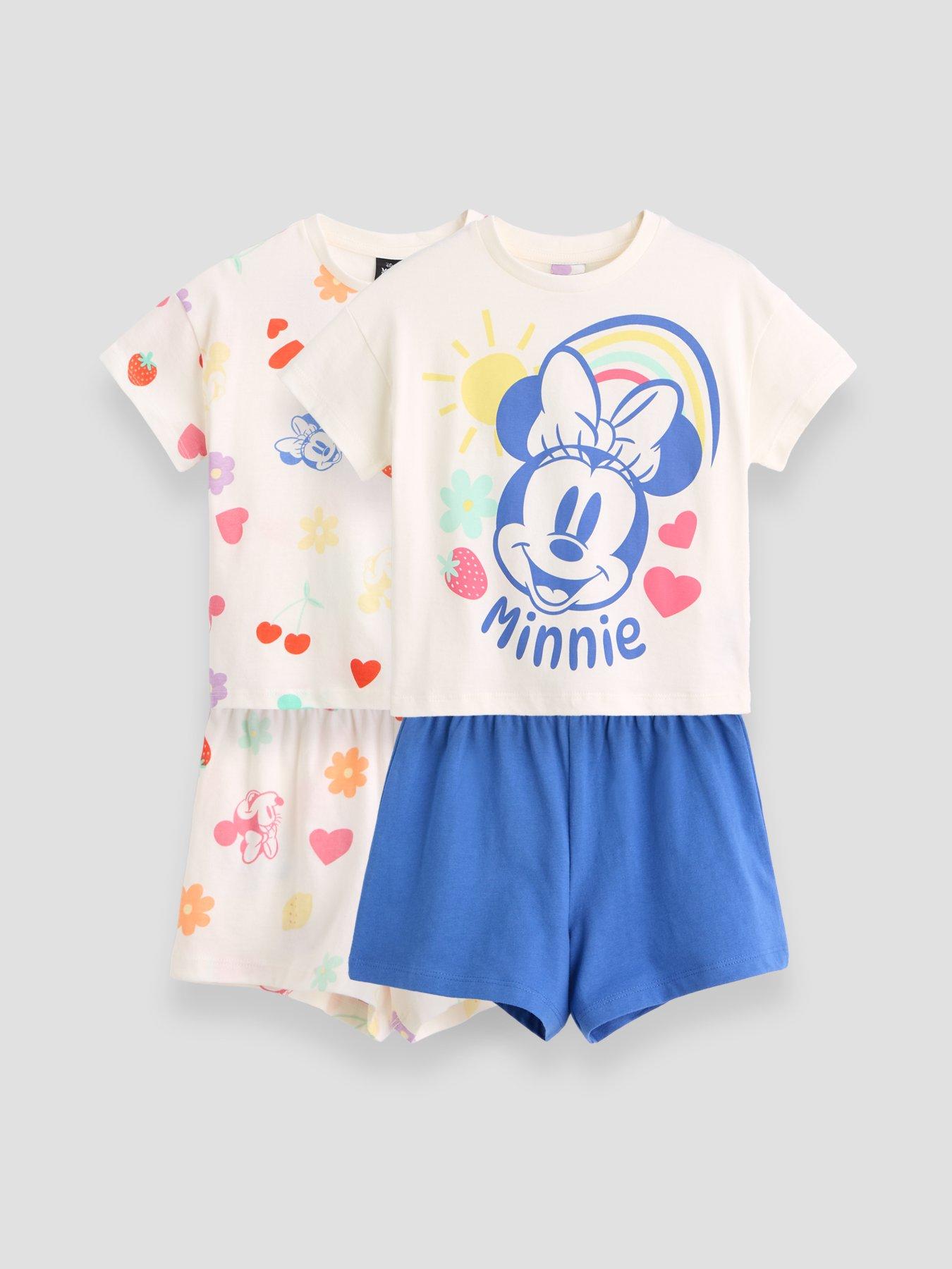 The Very Collection 2Pk Minnie Fruit Shortie Pyjamas - Cream