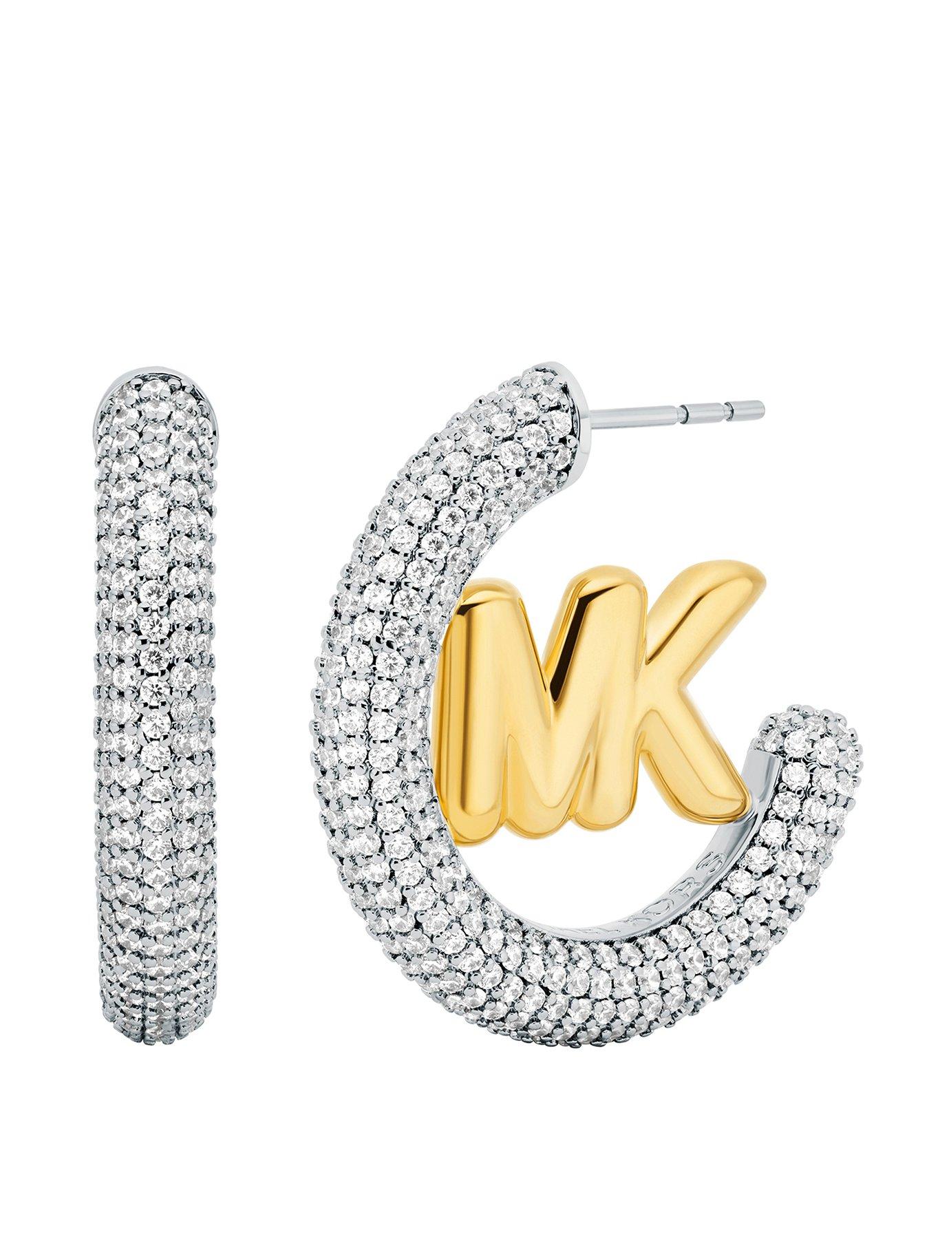 Michael Kors Pavé Logo Hoop Earrings
