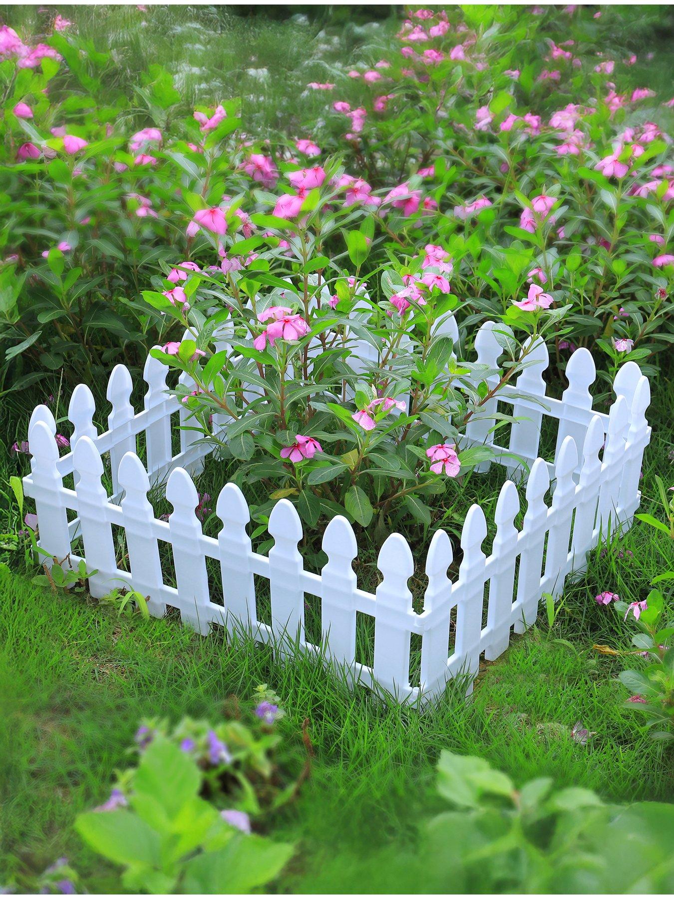 Living and Home 4Pcs Garden Picket Fence White