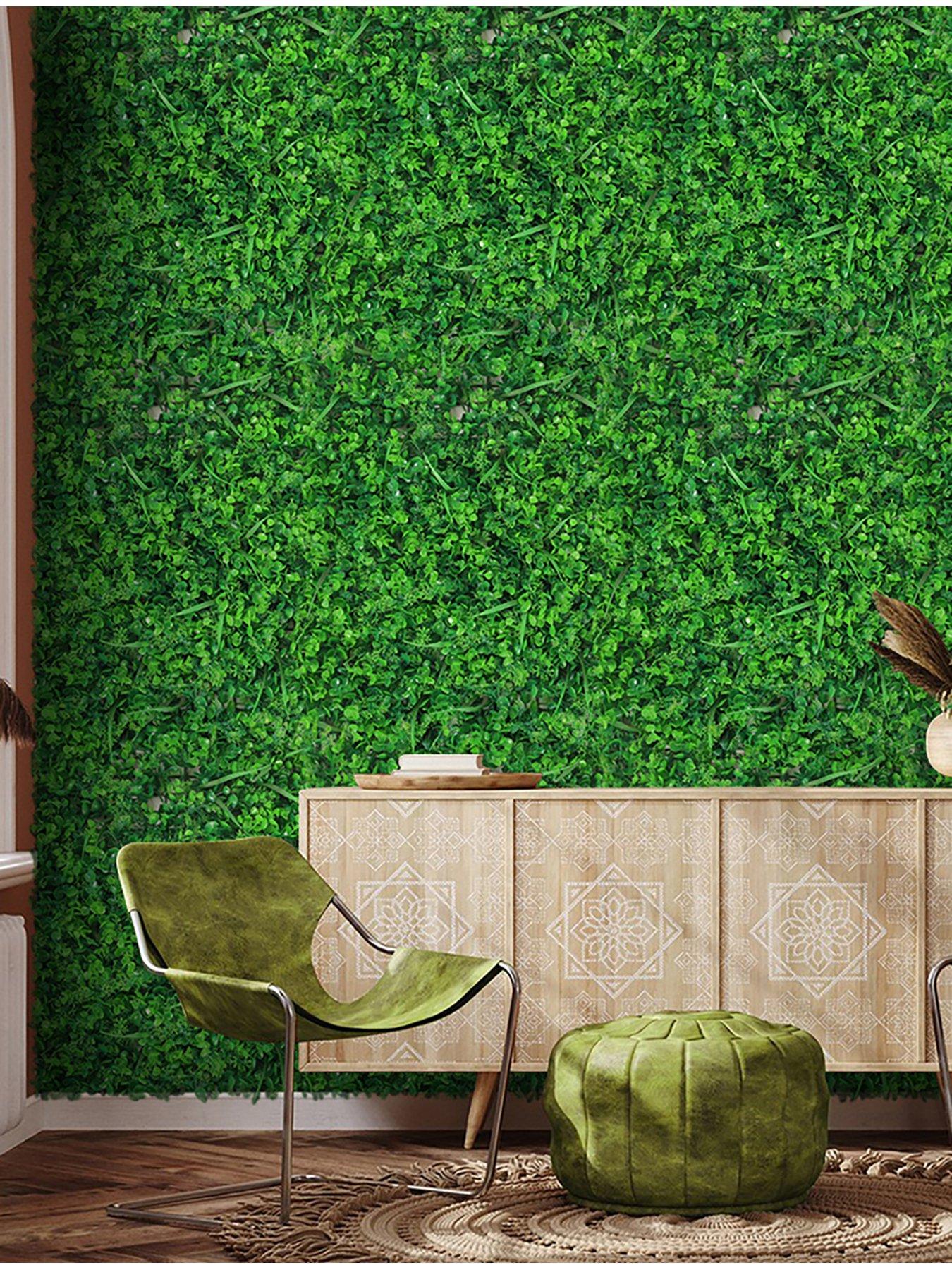 Living and Home Simulation Green Grass Eucalyptus Indoor Outdoor Hedge Wall Panels Artificial Plant Wall Backdrop Decor 40 x 60cm