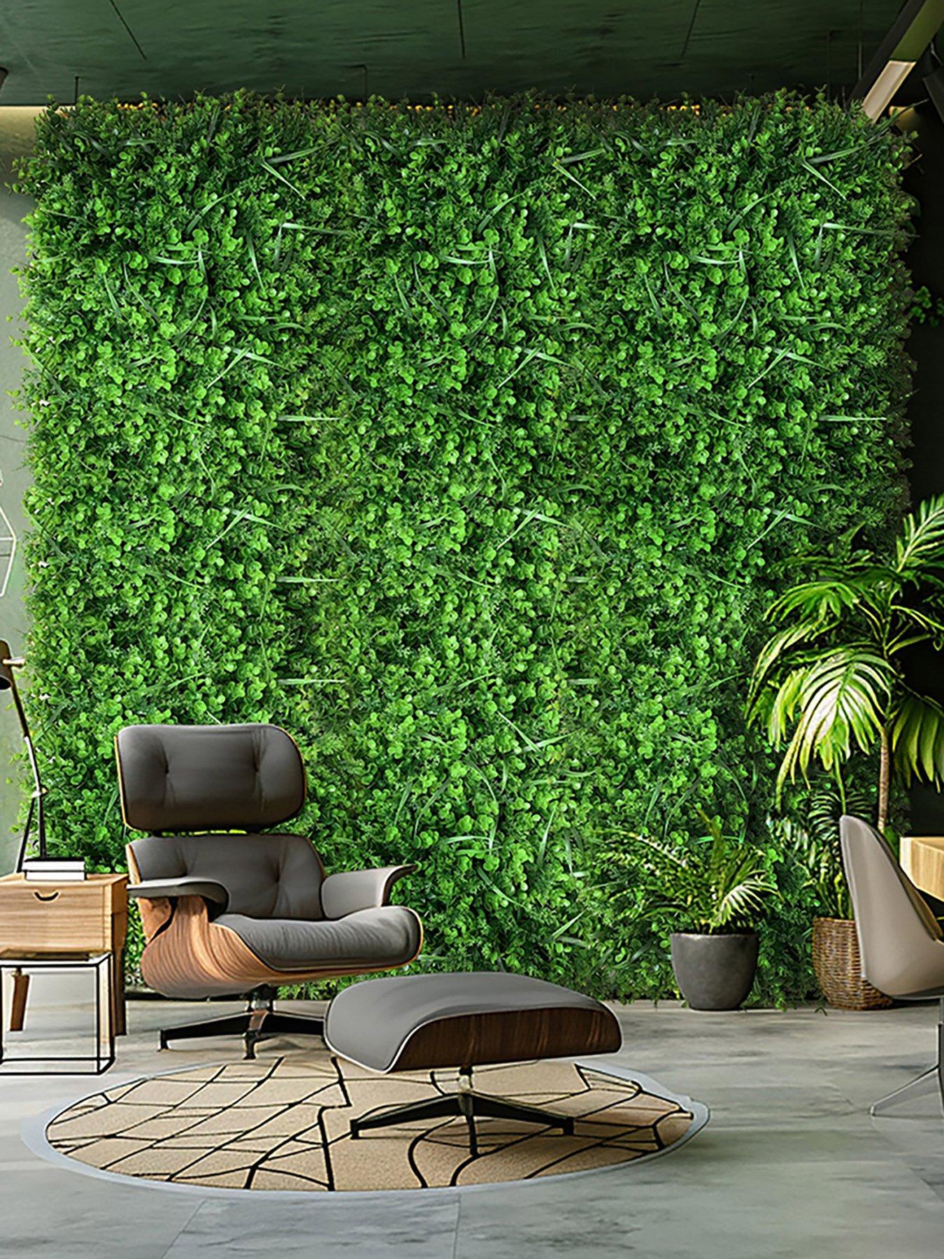 Living and Home Simulation Eucalyptus Hedge Wall Panels W 60cm x D 40cm