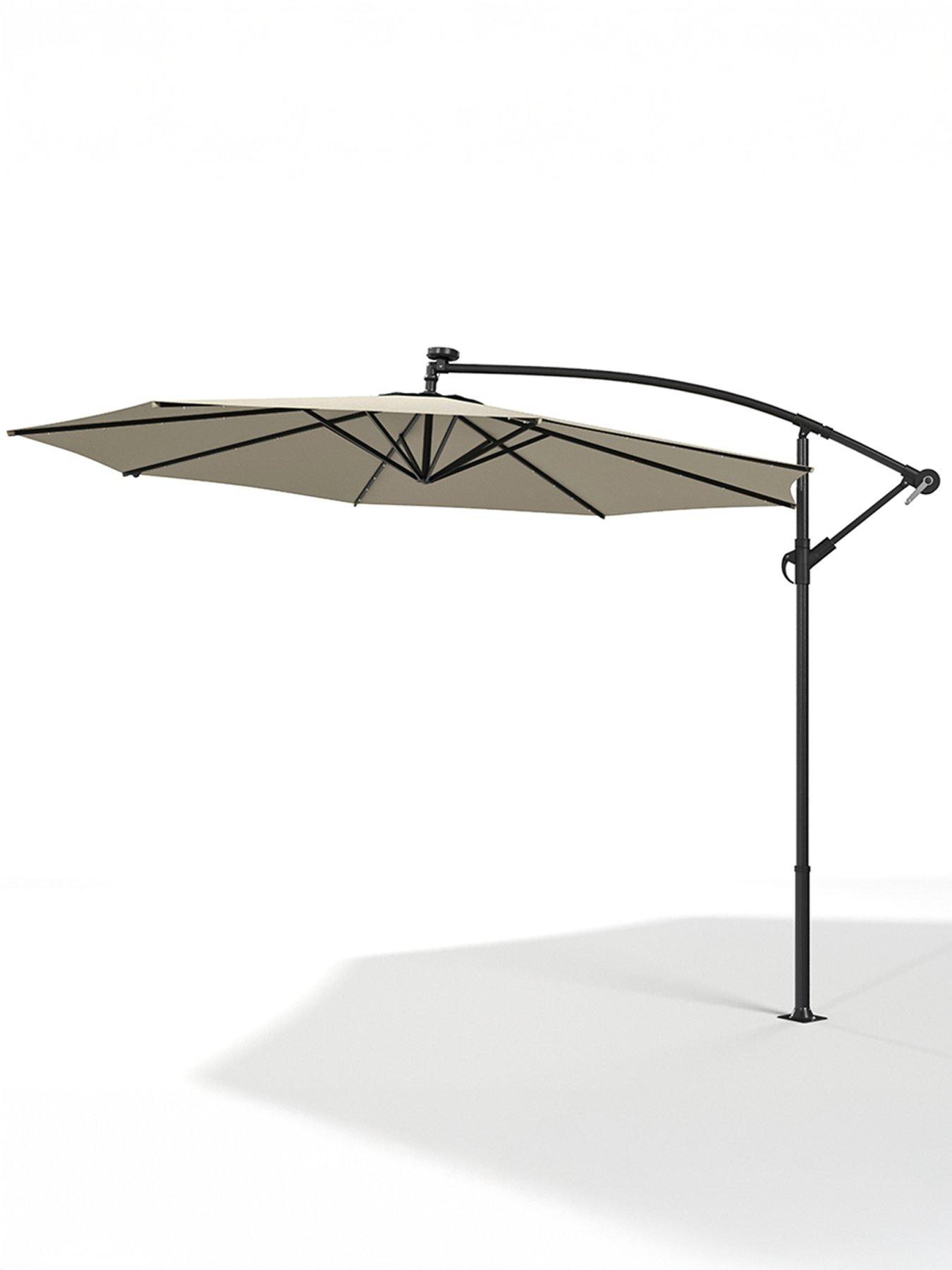 Living and Home 3M LED Cantilever Garden Parasol with Cross Base Beige