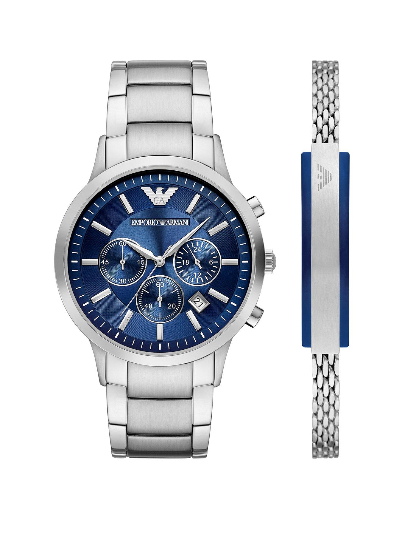 Emporio Armani Chronograph Stainless Steel Watch and Bracelet Set
