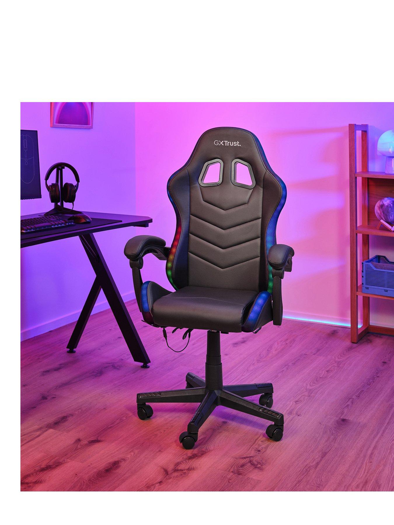 Image 1 of 8 of Trust GXT 704 Roniq Comfortable, Adjustable Gaming Chair with RGB lighting - Black