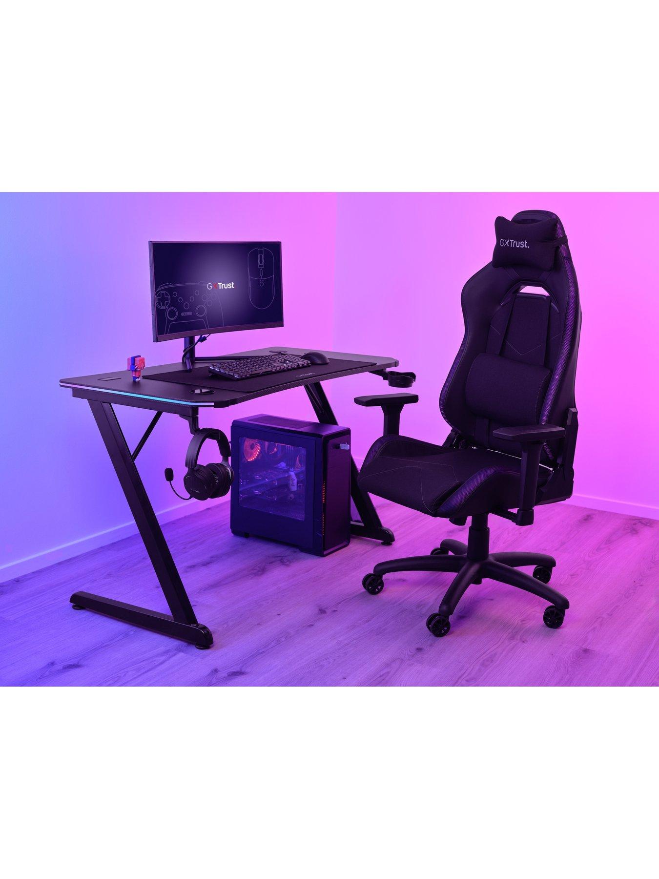 Image 5 of 8 of Trust GXT710 Luminus Pro Gaming Desk with LED RGB, 10 Colour Modes, Built-in 10W Wireless Charger - Black