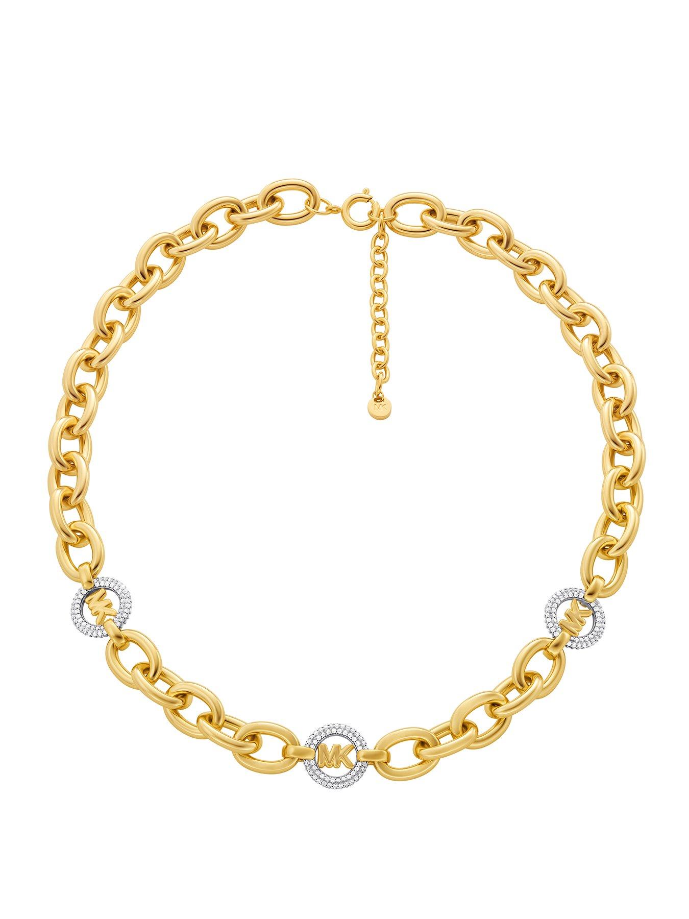 Michael Kors Pavé Logo Chain Necklace