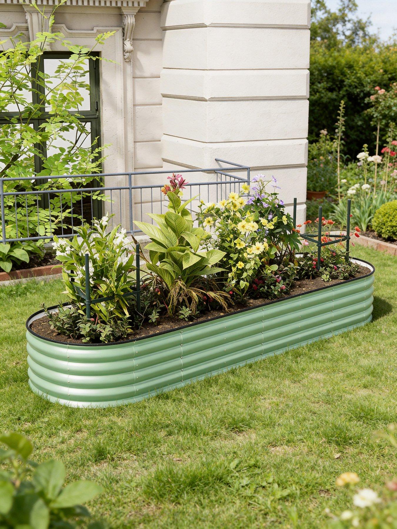 Living And Home Oval Raised Garden Bed Light Green D 80 X L 320 Cm