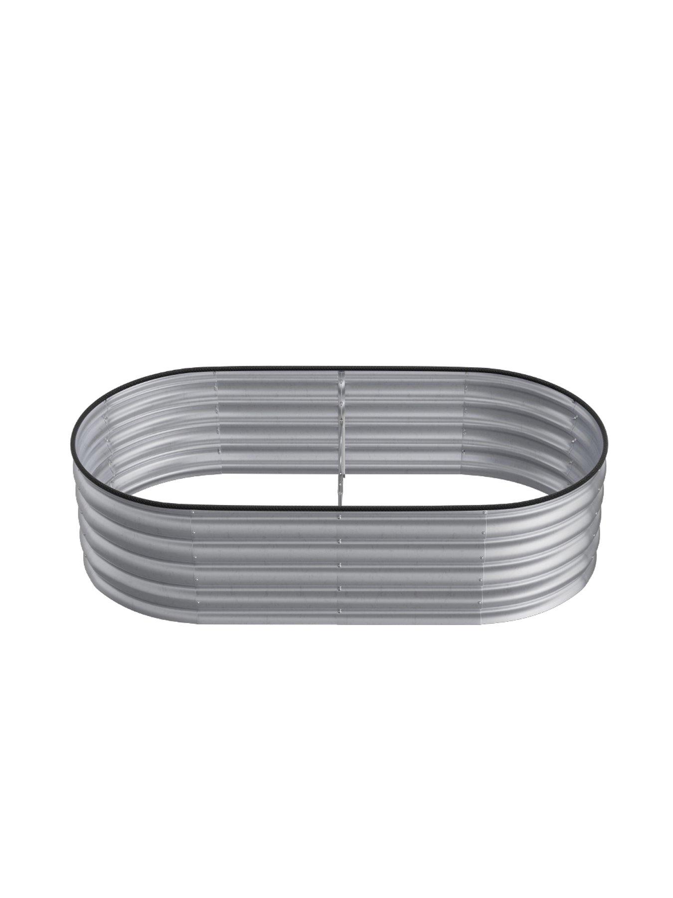 Image 3 of 6 of Living and Home Oval Raised Garden Bed Silver D 80 x L 160 cm