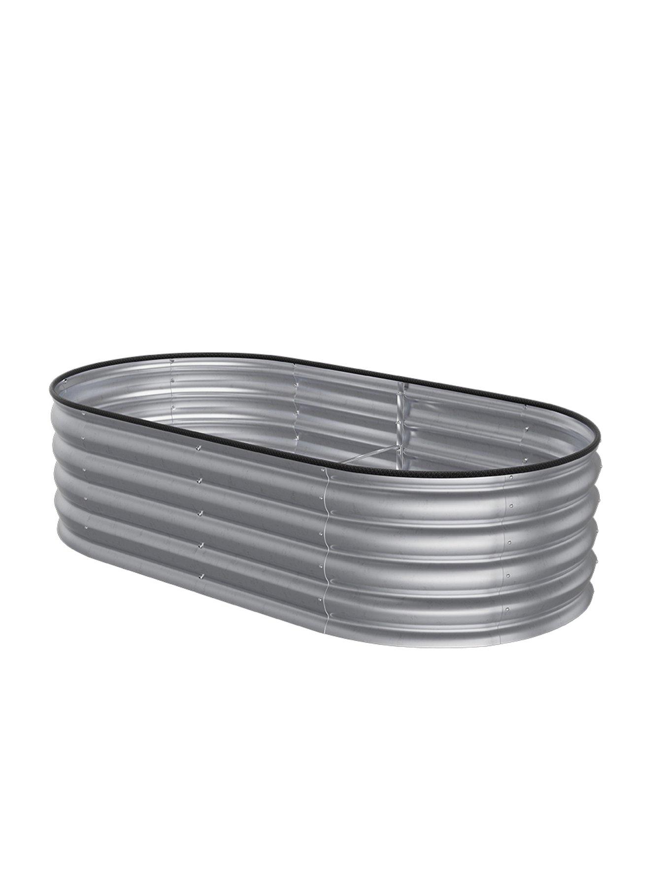 Image 4 of 6 of Living and Home Oval Raised Garden Bed Silver D 80 x L 160 cm