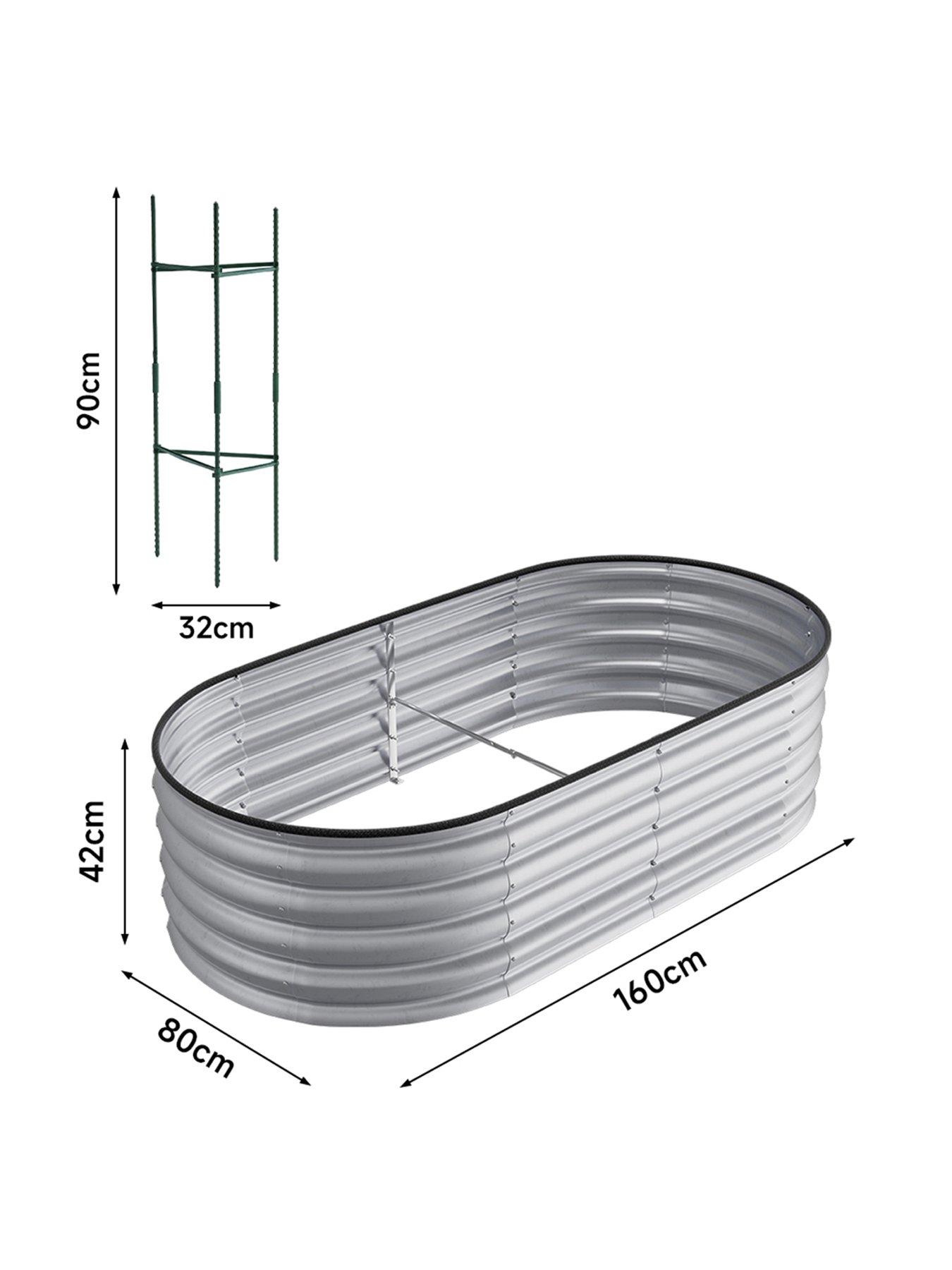 Image 6 of 6 of Living and Home Oval Raised Garden Bed Silver D 80 x L 160 cm