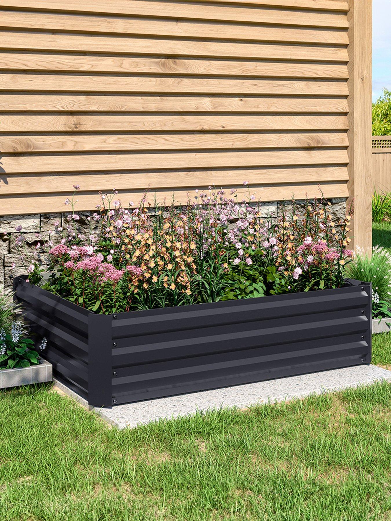 Living and Home Rectangular Raised Garden Bed Black 120cm W x 90cm D