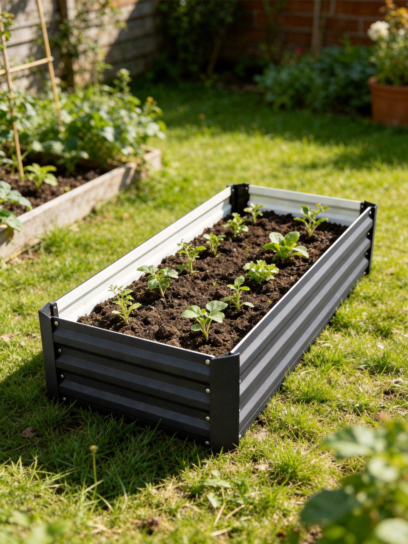 Living and Home Rectangular Raised Garden Bed Grey 100cm W x 60cm D