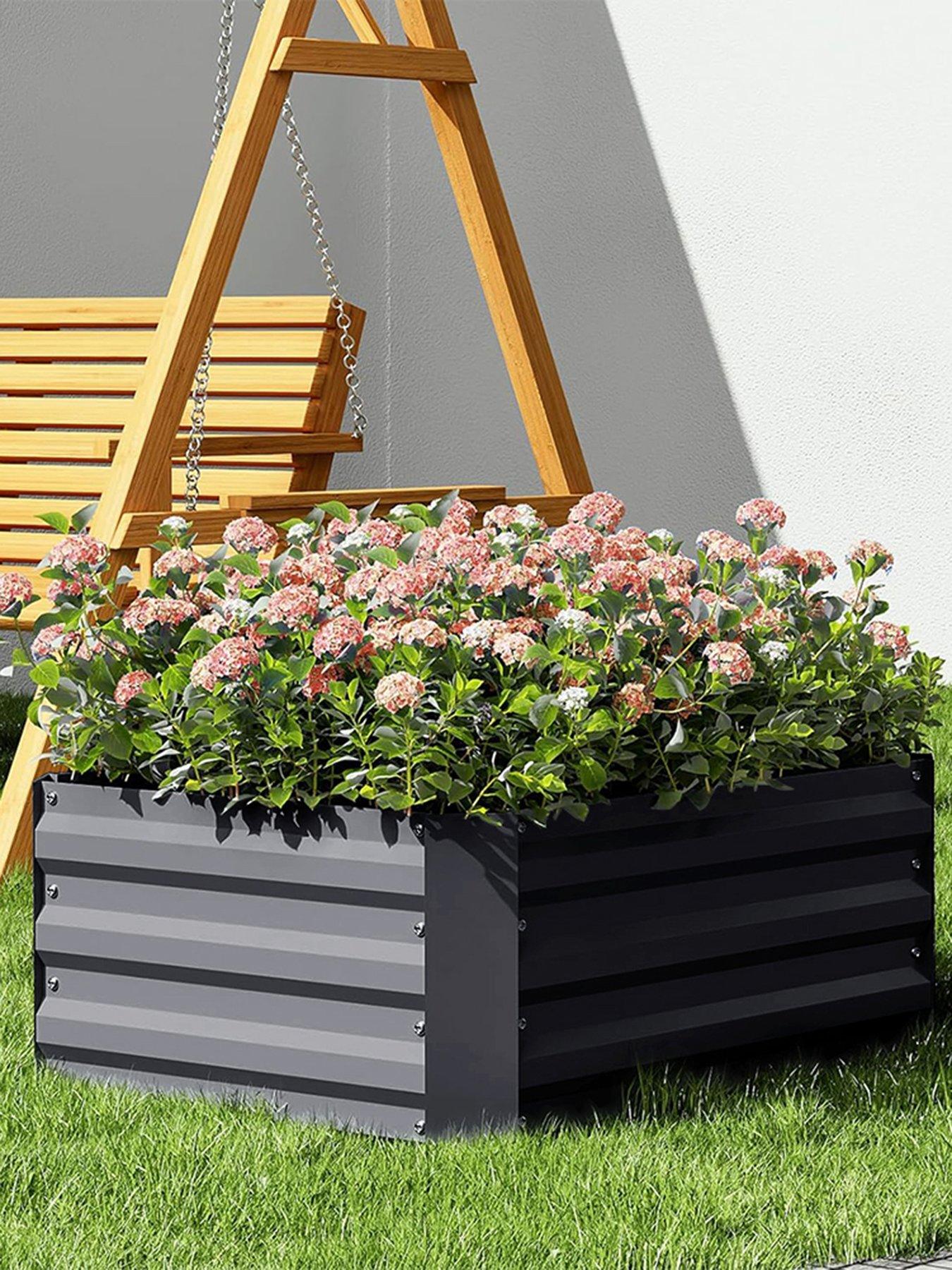 Living and Home Square Raised Garden Bed Grey 100cm W x 100cm D