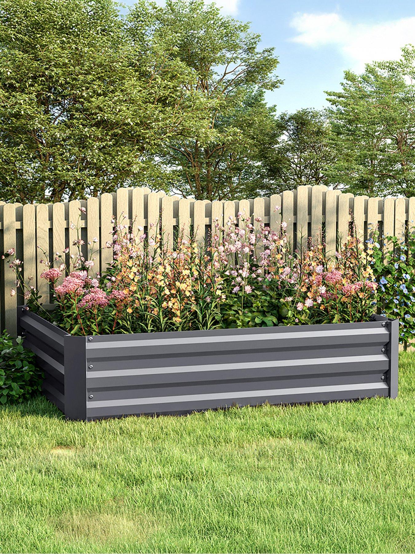 Living and Home Rectangular Raised Garden Bed Grey 120cm W x 90cm D
