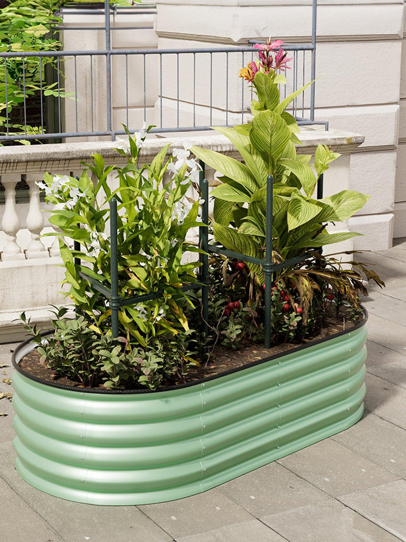 Living and Home Oval Raised Garden Bed Light Green D 80 x L 160 cm