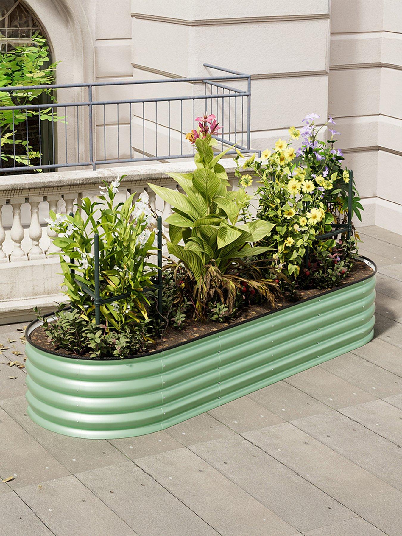 Living and Home Oval Raised Garden Bed Light Green D 80 x L 240 cm