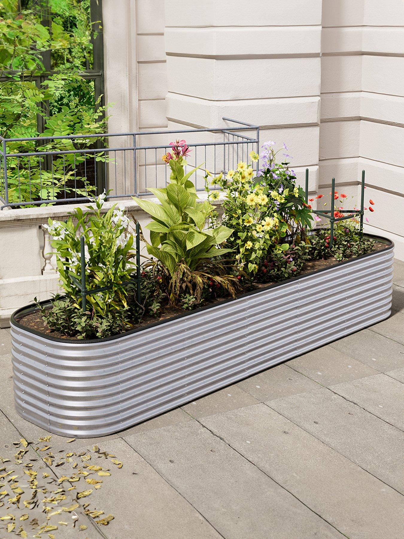Living and Home Oval Raised Garden Bed with Plant Support D 80 x L 320 cm