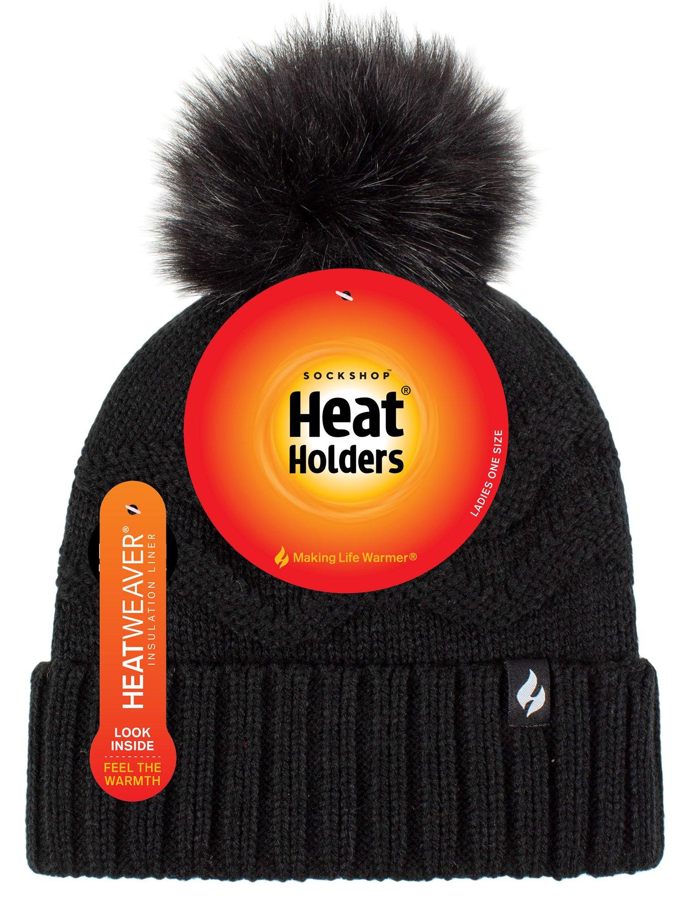 Image 2 of 2 of Heat Holders Cotswold Zig Zag Pom Pom Thermal Hat - Black
