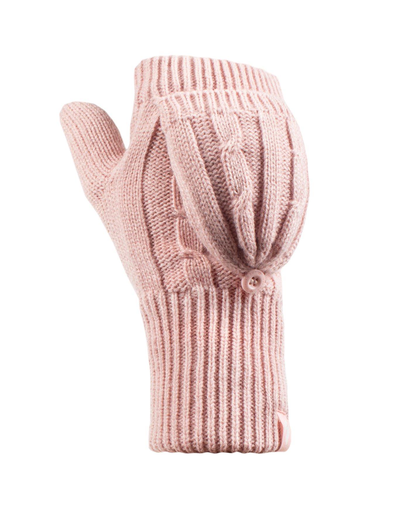 Heat Holders Ash Cable Knit Converter Mittens - Dusky Pink | Very