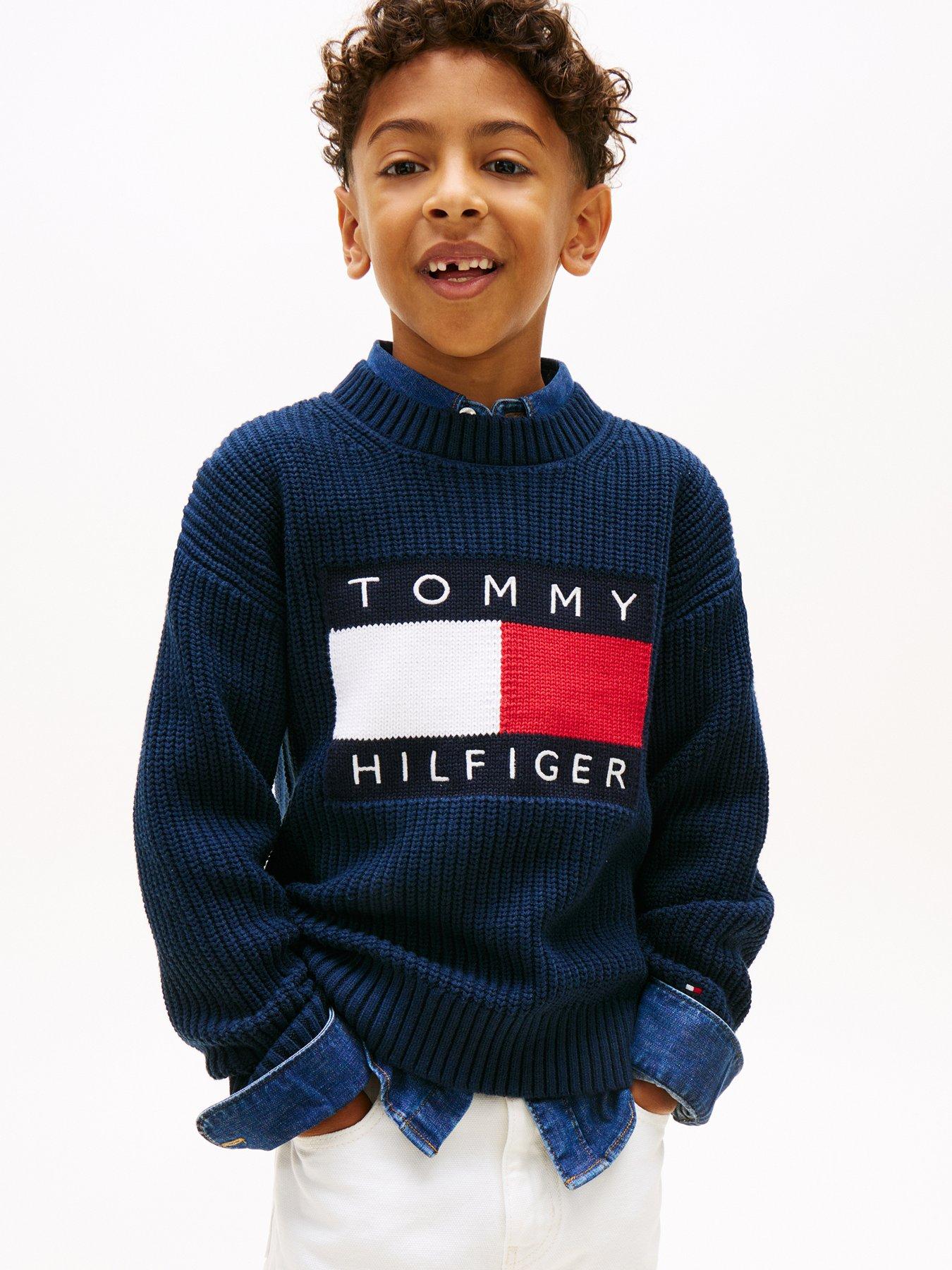 Tommy Hilfiger Boys Heritage Flag Sweater, Navy, Size Age: 8 Years