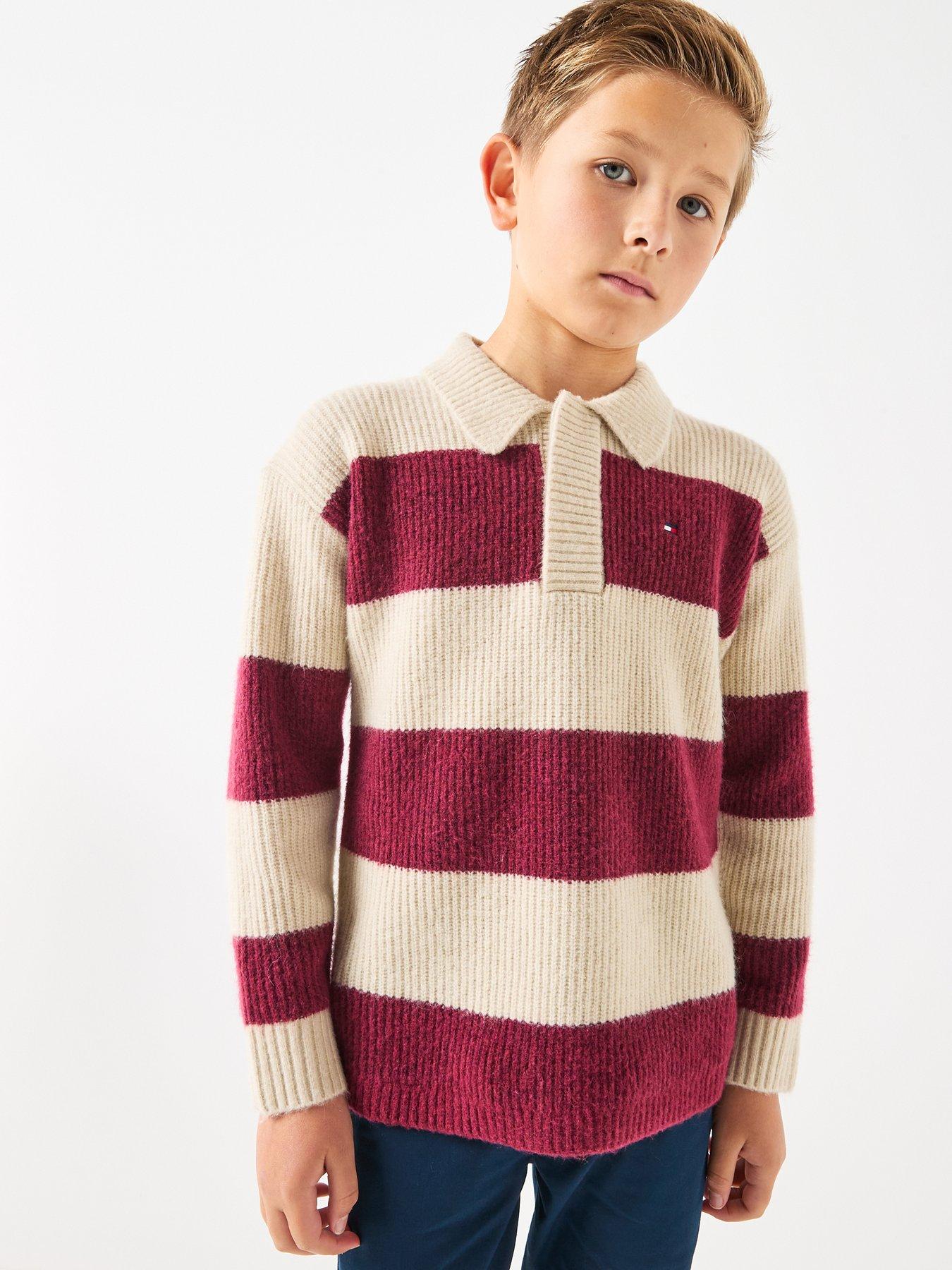 Tommy Hilfiger Boys Wool Blend Rib Rugby Sweater - Multi