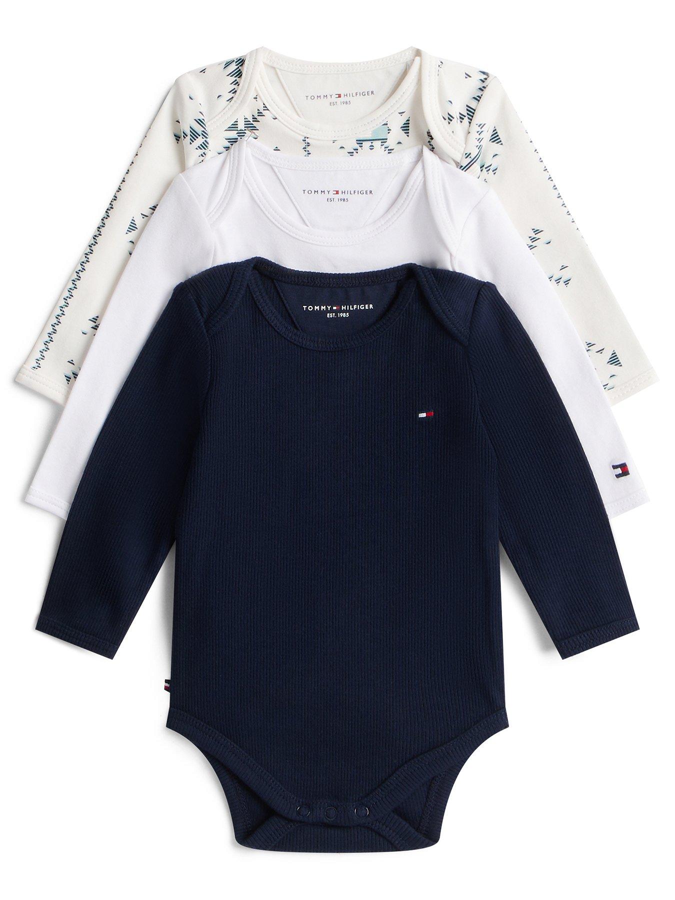 Tommy Hilfiger Baby Boys 3 Pack Long Sleeve Aop Bodysuit Set - Multi