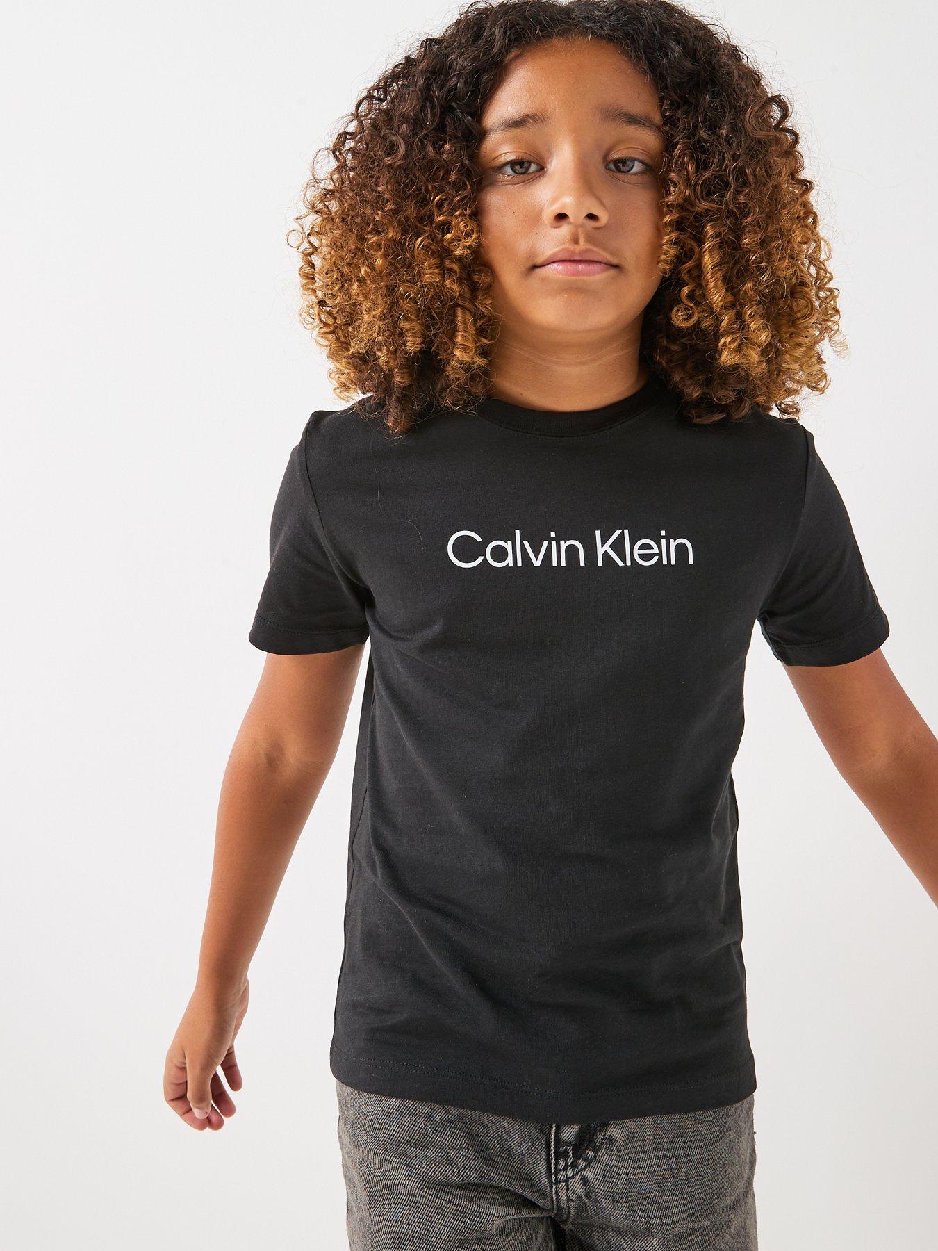 Calvin Klein Jeans Kids Inst Logo Short Sleeve T-Shirt - Black