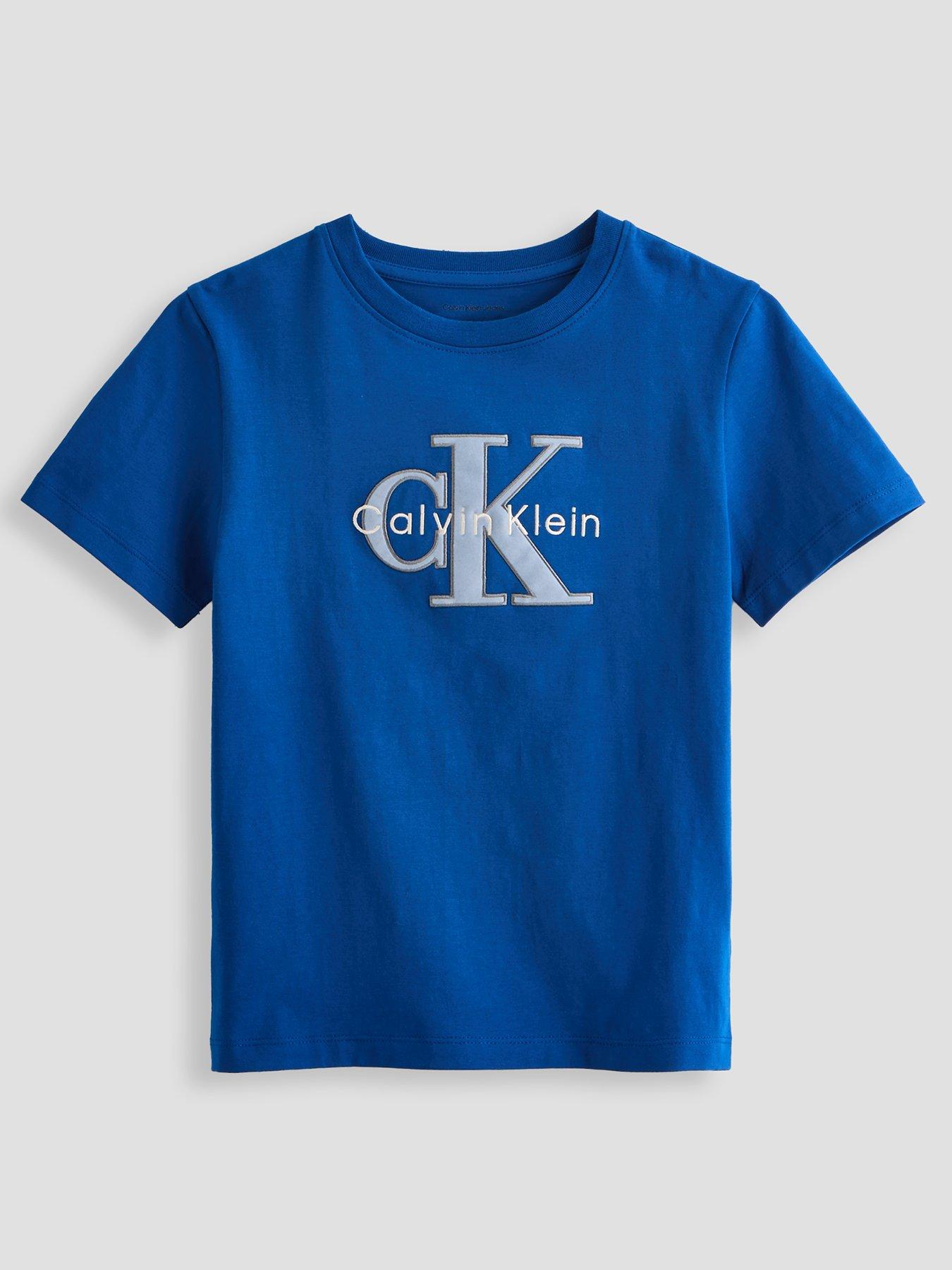 Calvin Klein Jeans Boys Monologo Short Sleeve T-Shirt - Blue