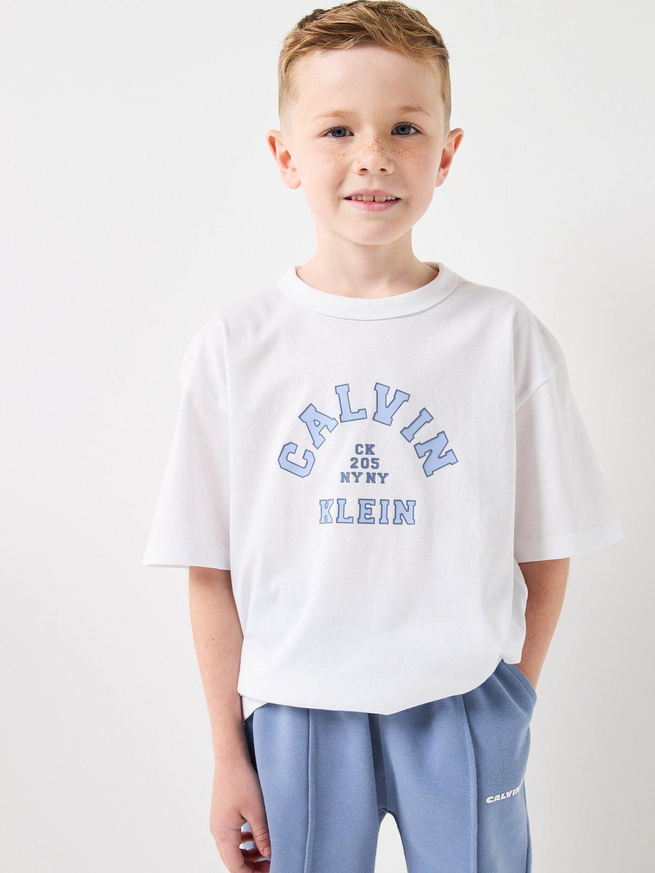 Calvin Klein Jeans Boys Varsity Graphic Short Sleeve T-Shirt - White