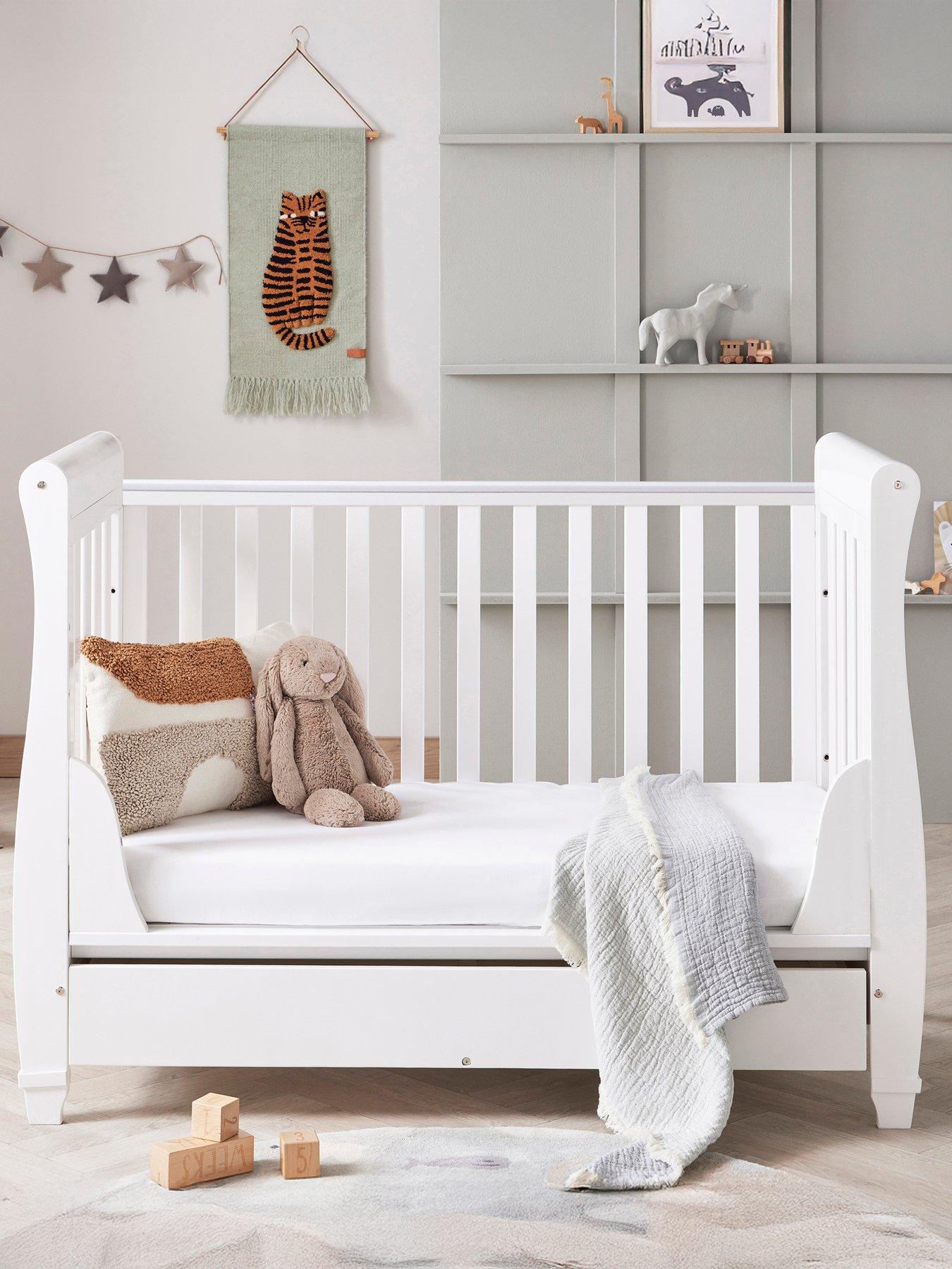 Image 3 of 7 of Babymore Eva Cot Bed White with Fibre Mattress
