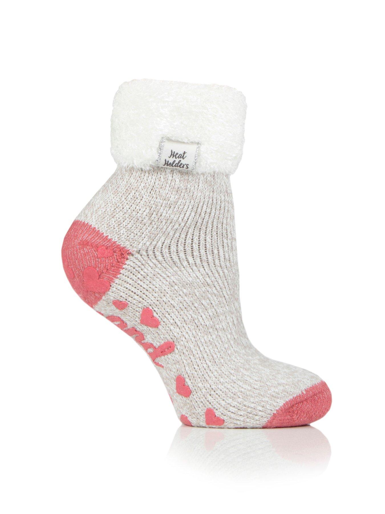 Heat Holders Daisy Twist Cosy Socks - Pink/Grey
