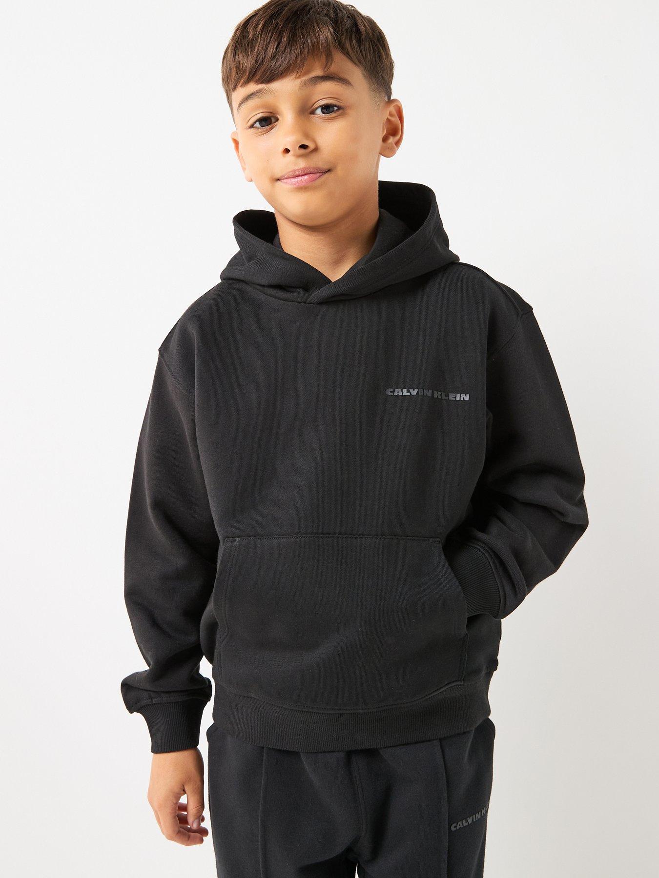 Calvin Klein Jeans Boys Relaxed Back Graphic Hoodie, Black, Size 10 Years