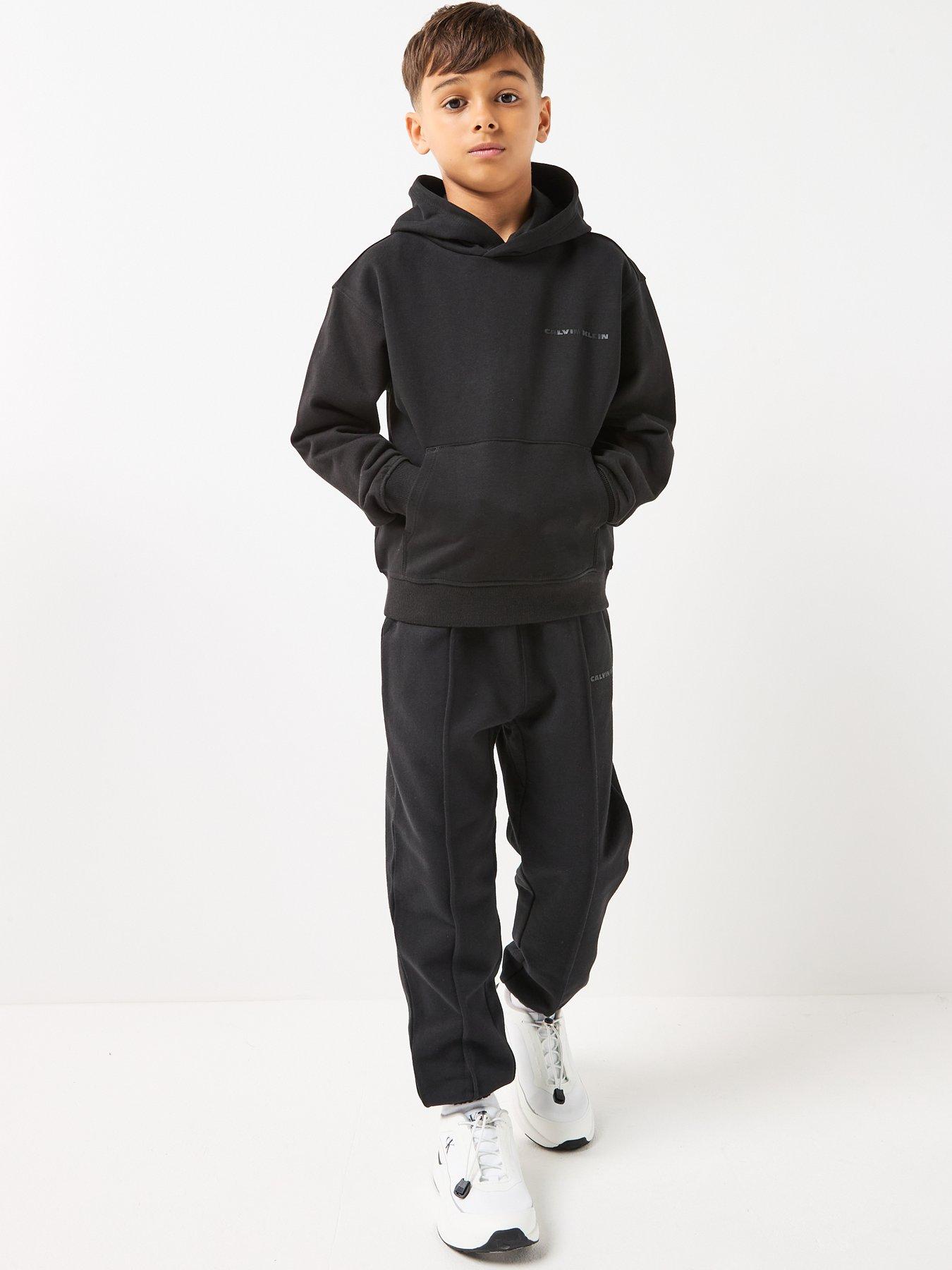 Image 3 of 6 of Calvin Klein Jeans Boys Relaxed Back Graphic Hoodie - Black