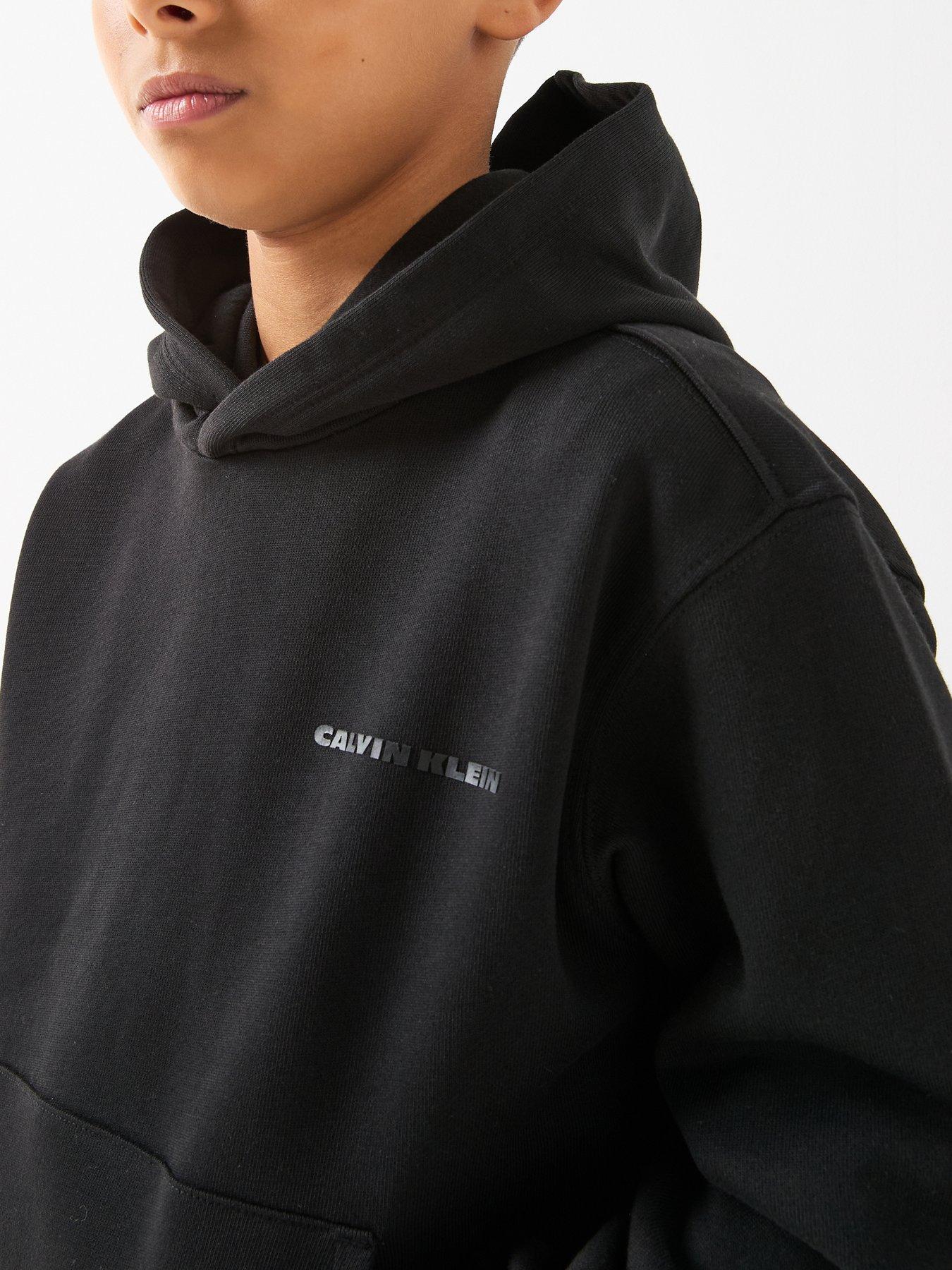 Image 4 of 6 of Calvin Klein Jeans Boys Relaxed Back Graphic Hoodie - Black