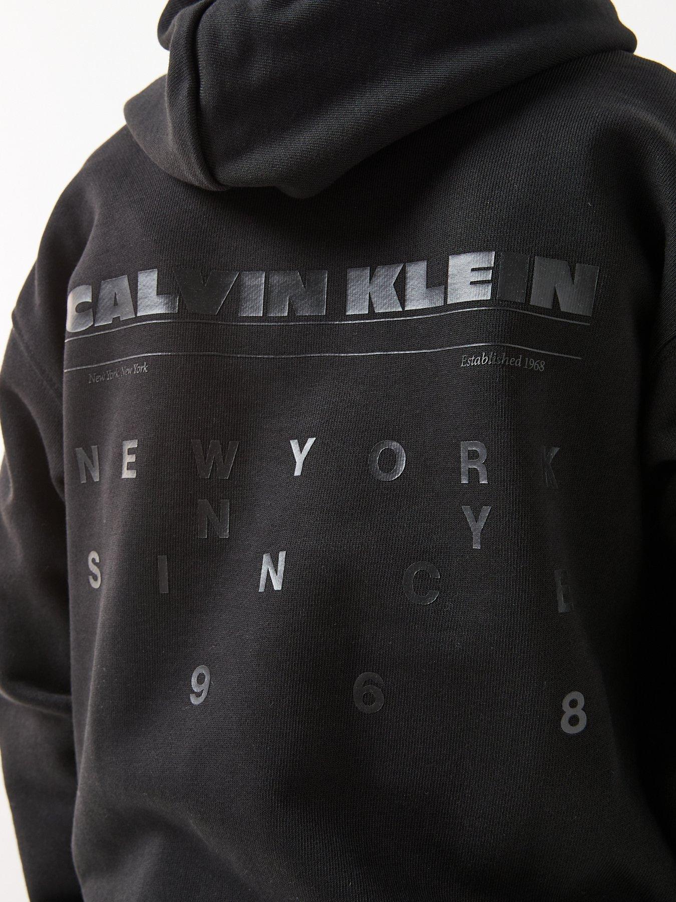 Image 6 of 6 of Calvin Klein Jeans Boys Relaxed Back Graphic Hoodie - Black