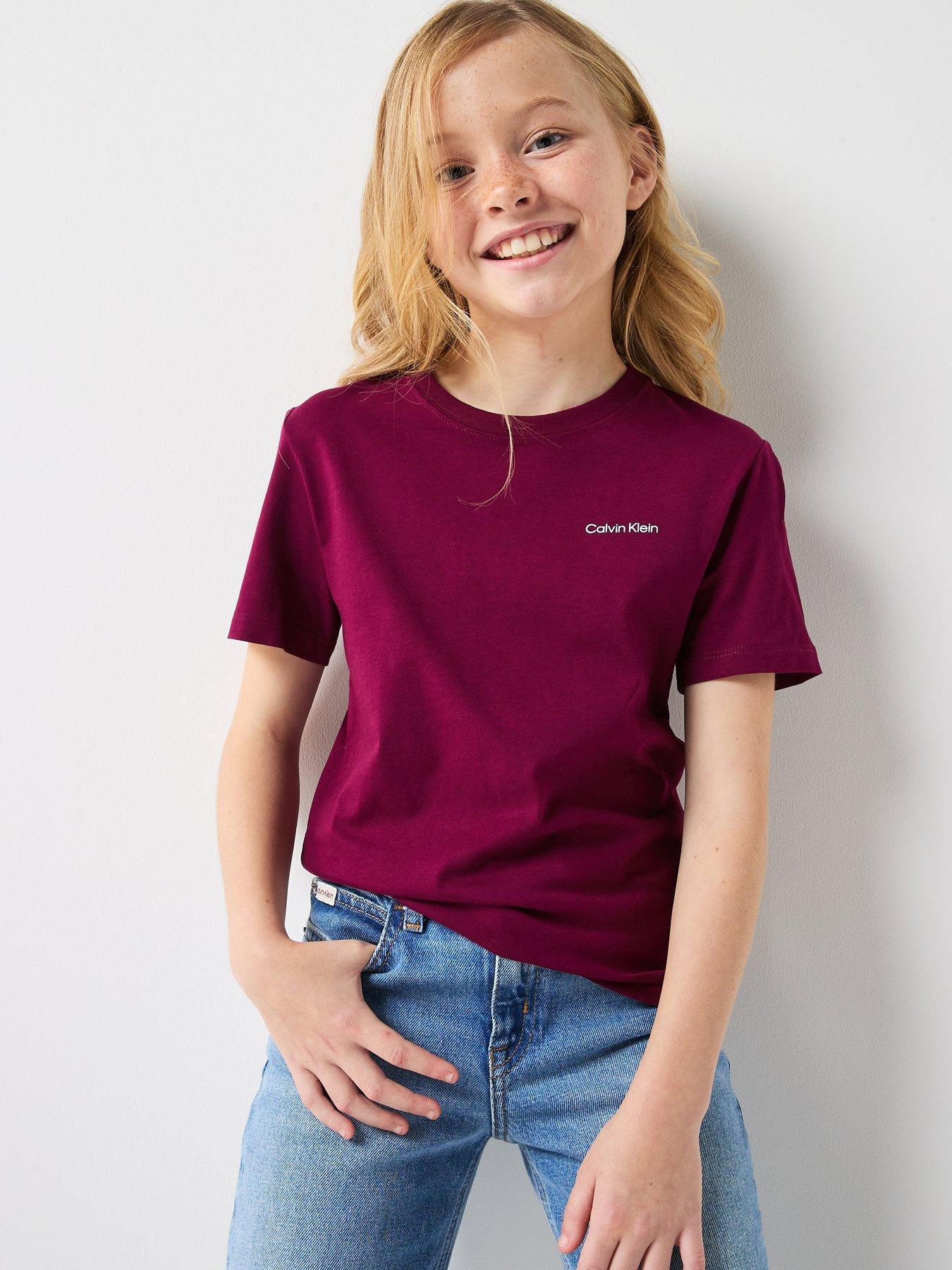 Calvin Klein Jeans Girls Logo Short Sleeve T-Shirt - Purple