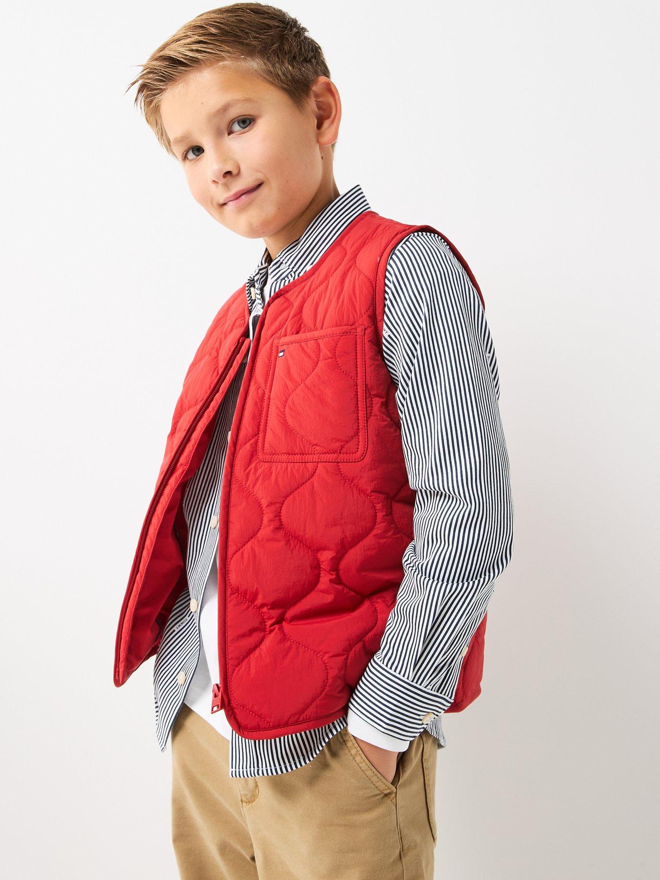 Image 5 of 6 of Tommy Hilfiger Boys Quilted Lightweight Gilet - Red