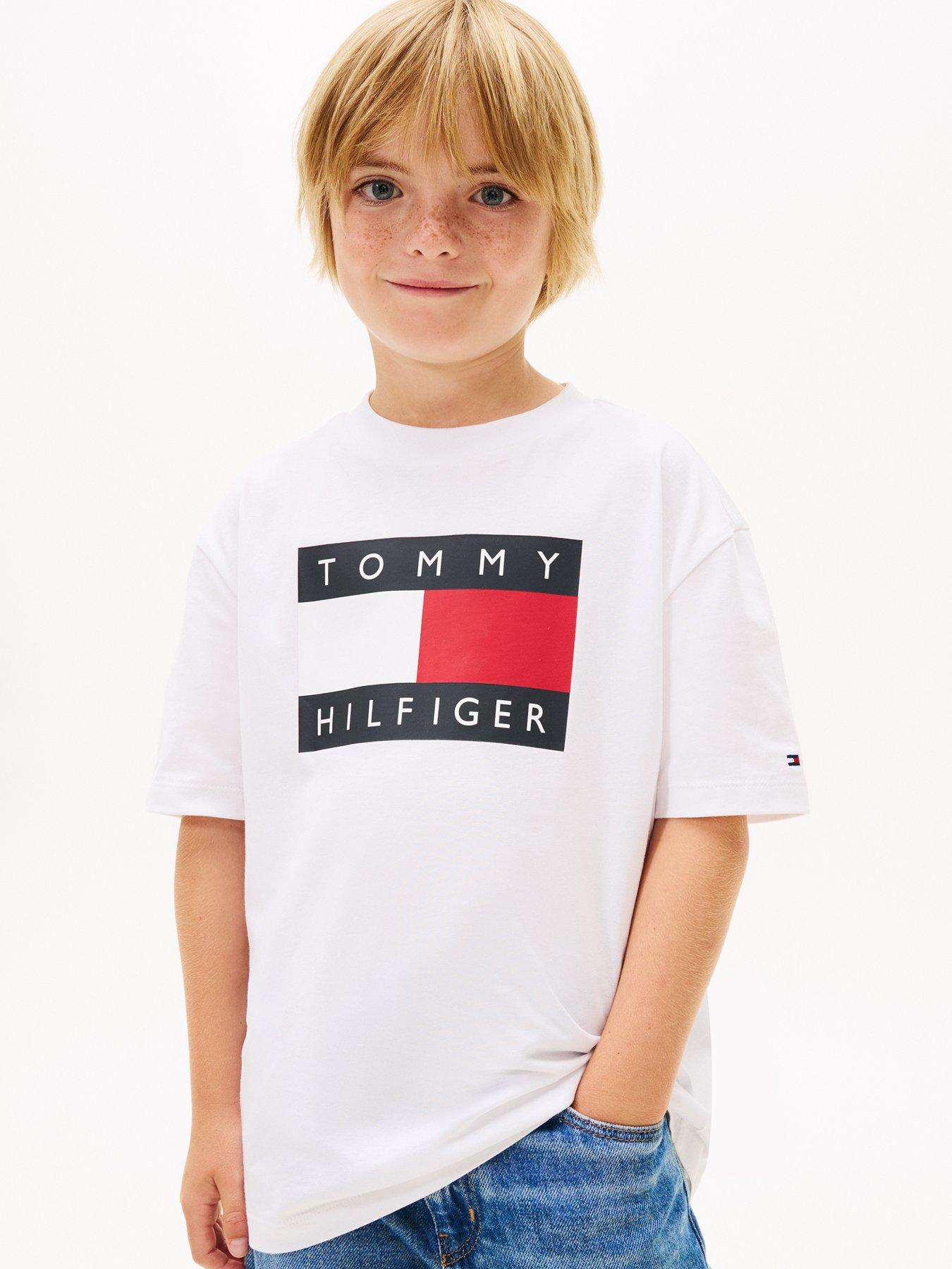 Tommy Hilfiger Boys Heritage Printed Flag Short Sleeve T-Shirt - White
