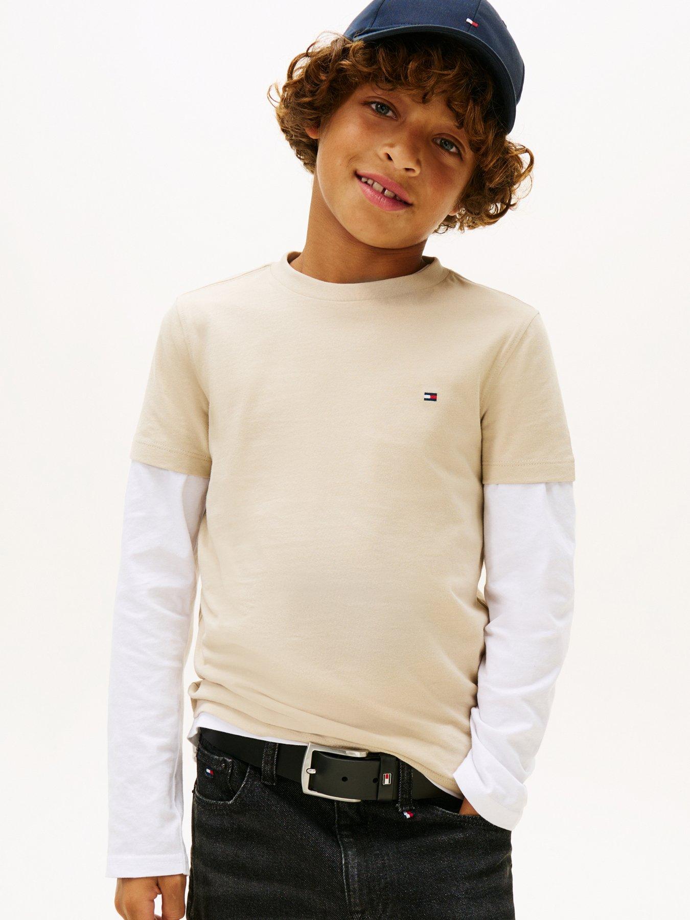Tommy Hilfiger Boys Essential Cotton Short Sleeve T-Shirt - Beige
