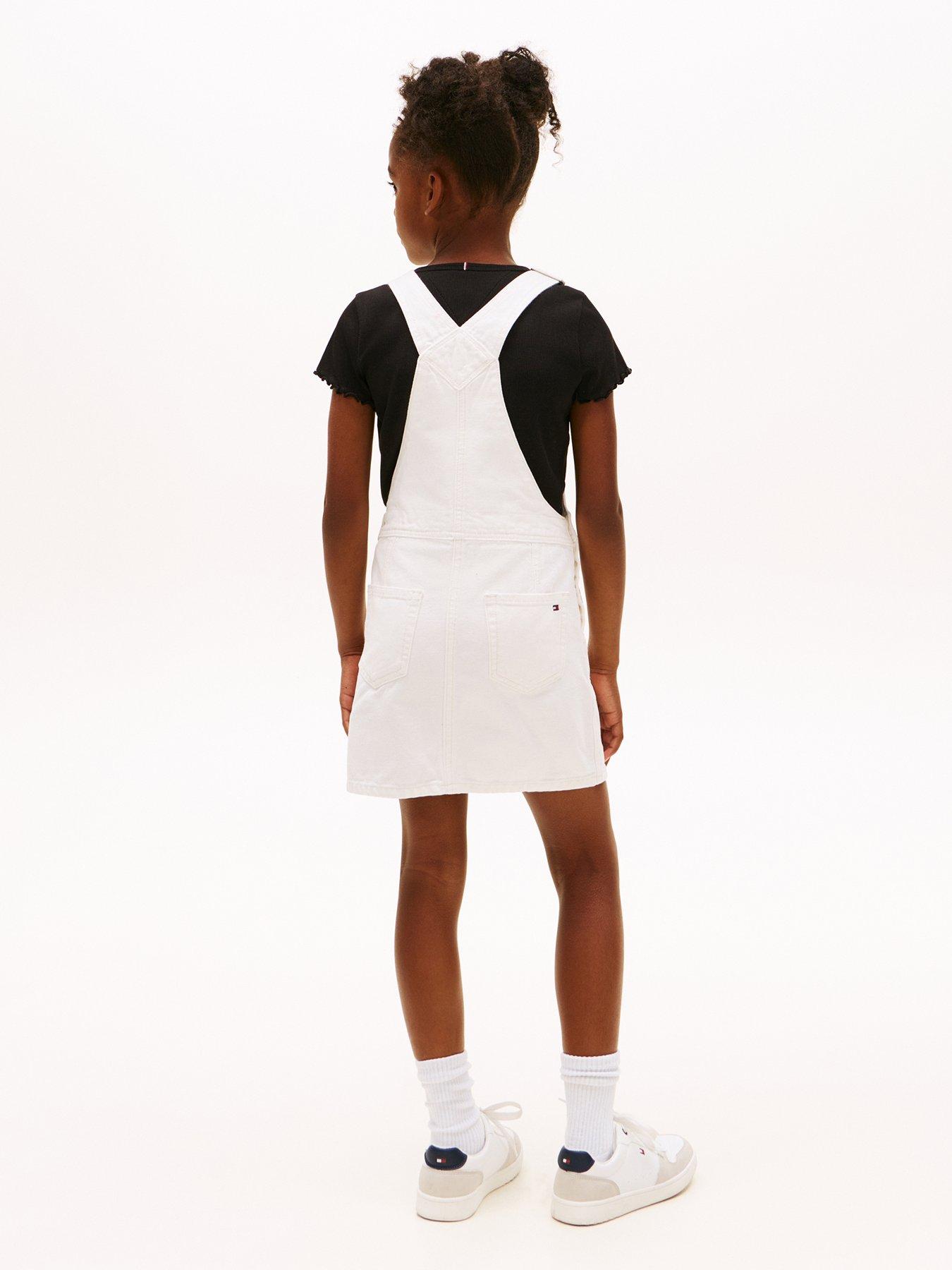Tommy Hilfiger Girls Heritage Dungaree Dress - Cream | Very