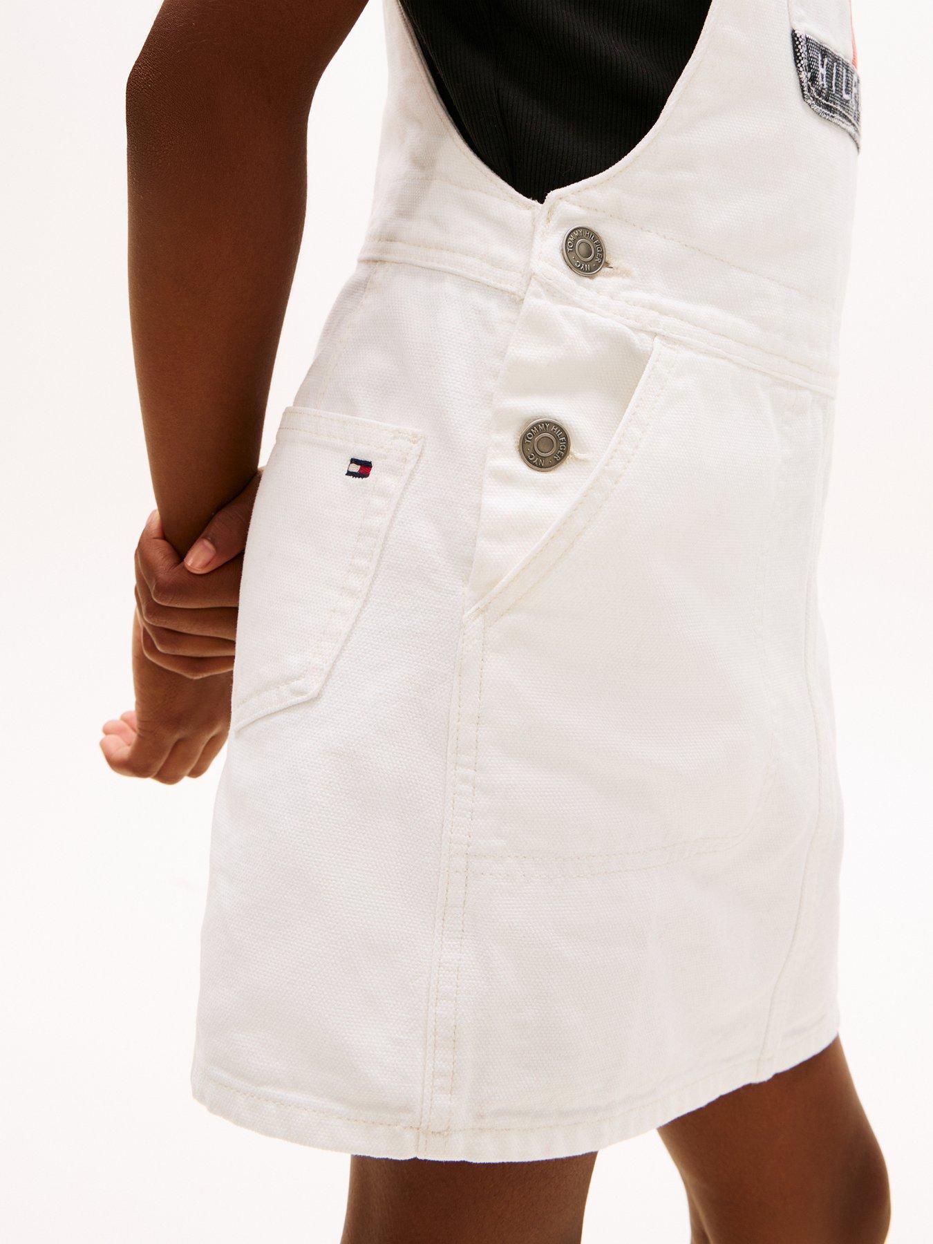 Tommy Hilfiger Girls Heritage Dungaree Dress - Cream | Very