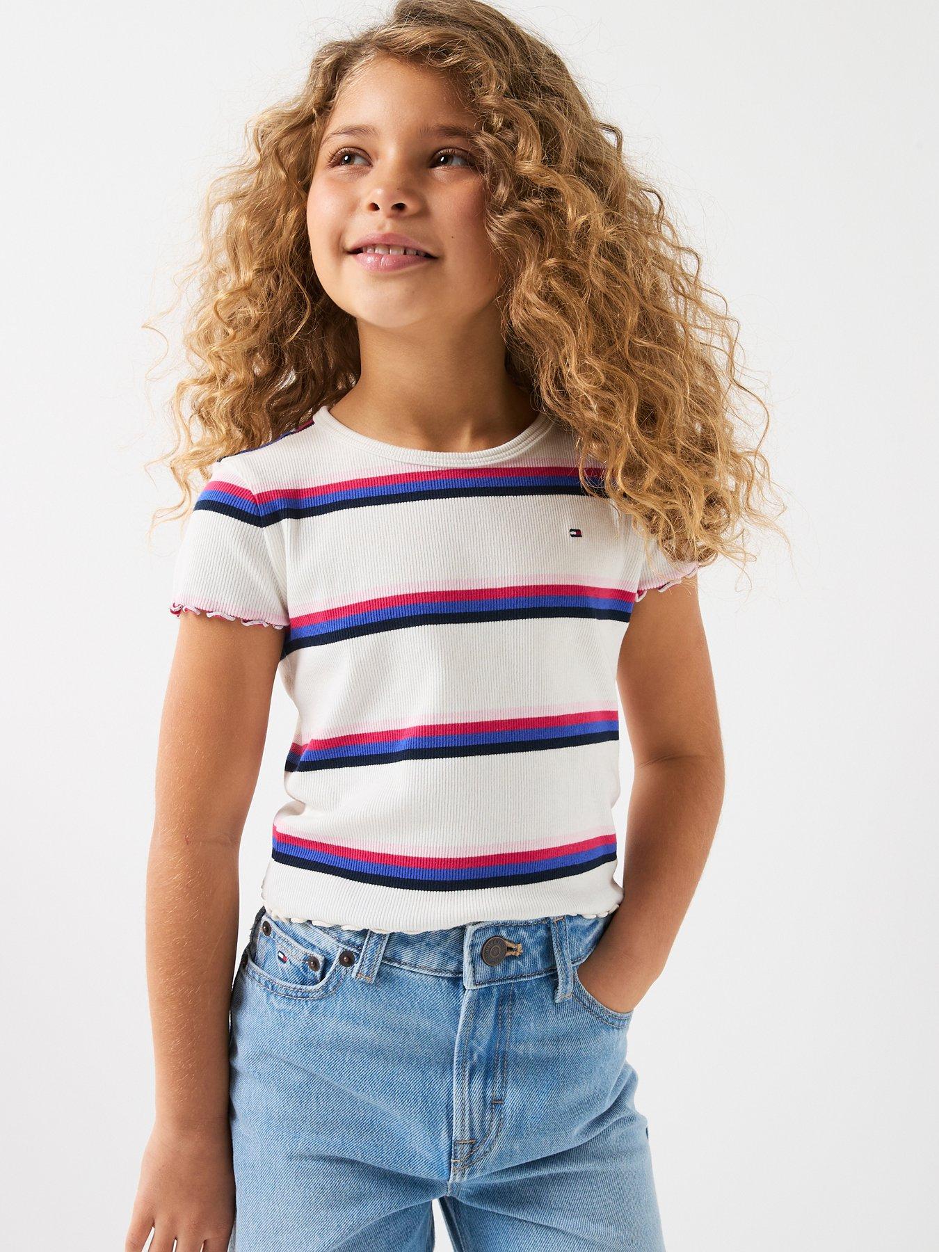 Tommy Hilfiger Girls Essential Short Sleeve Rib Top - Multi