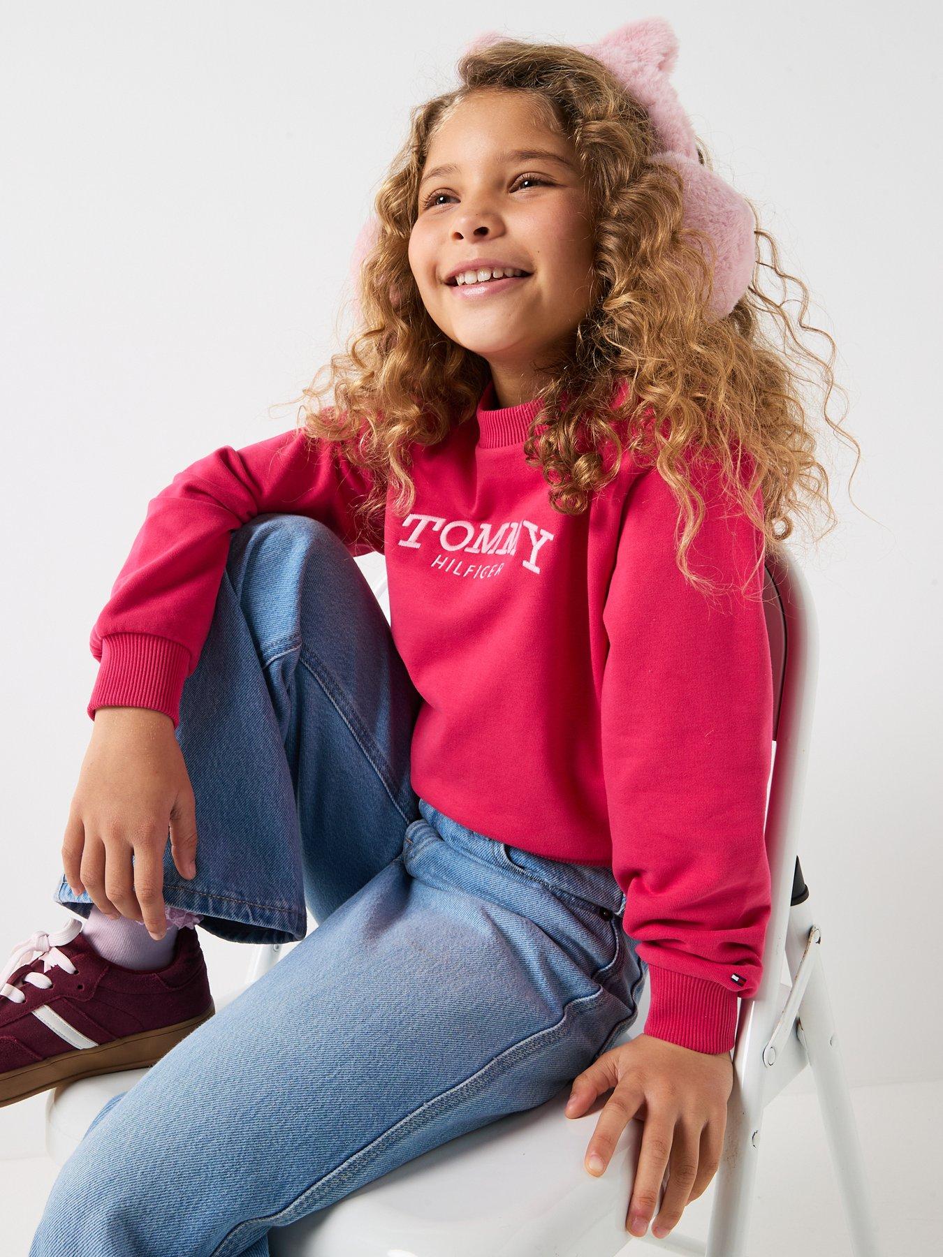 Tommy Hilfiger Girls High Rib Hem Crew Neck - Pink | Very