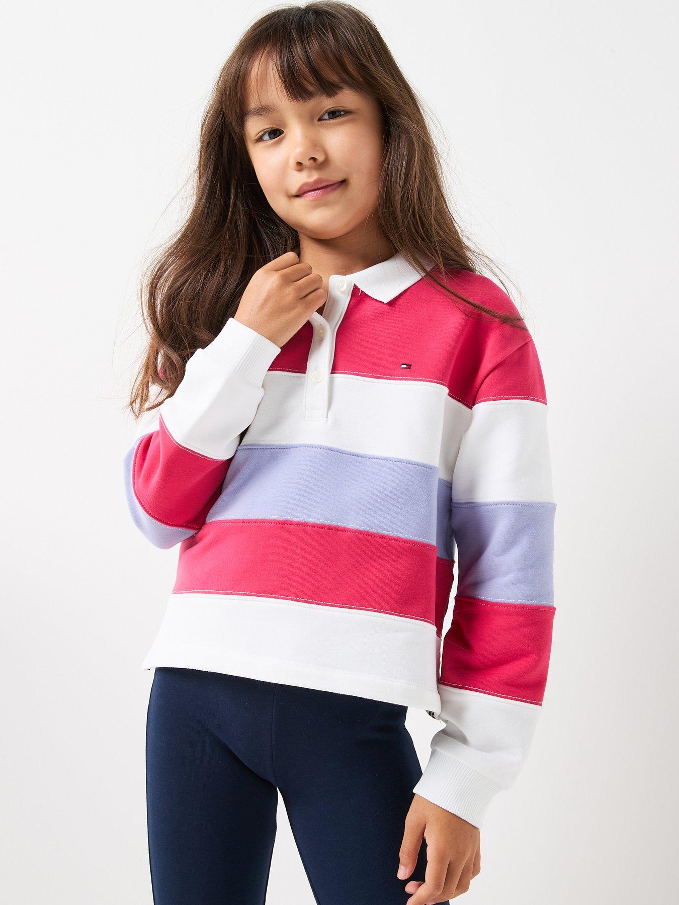 Tommy Hilfiger Girls Colorblock Long Sleeve Polo Shirt - Multi