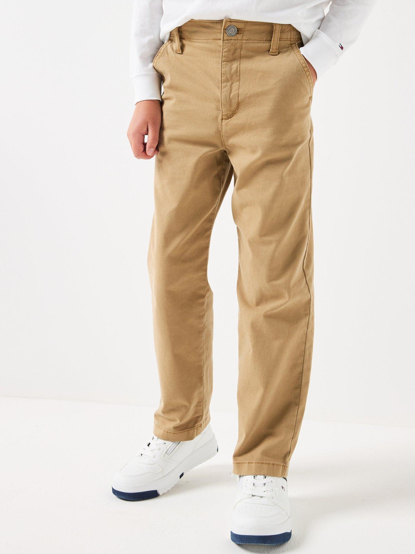 Tommy Hilfiger Boys Herringbone Twill Relaxed Carpenter Trousers - Brown