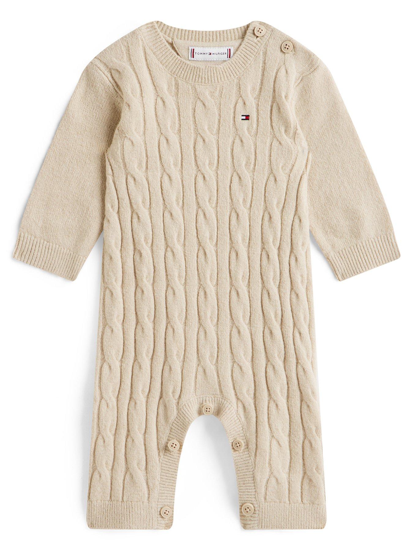 Tommy Hilfiger Cable Knit Relaxed Coverall, Beige, Size Age: 18-24 Months