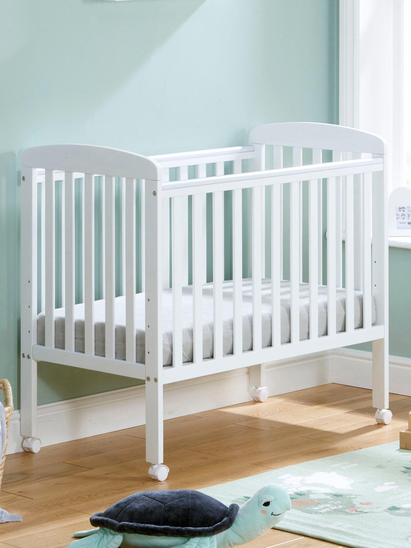 Babymore Space Saver Cot White with Fibre Mattress