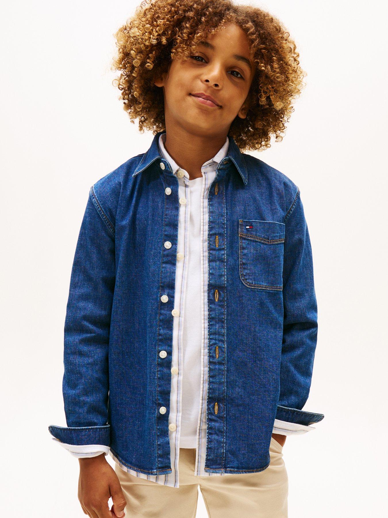 Tommy Hilfiger Boys Relaxed Denim Shirt - Dark Blue