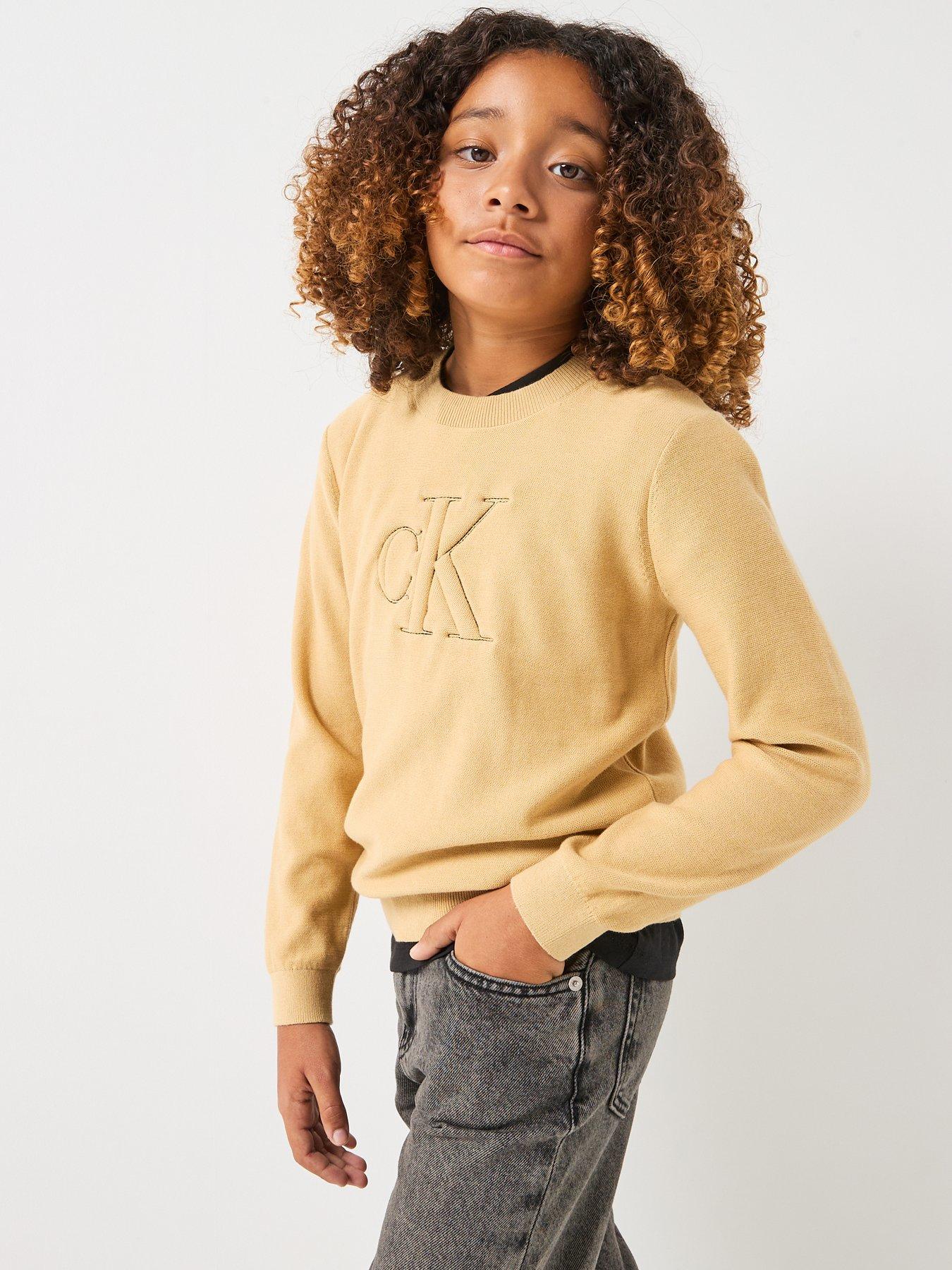 Calvin Klein Jeans Boys Quilted Monogram Sweater - Beige